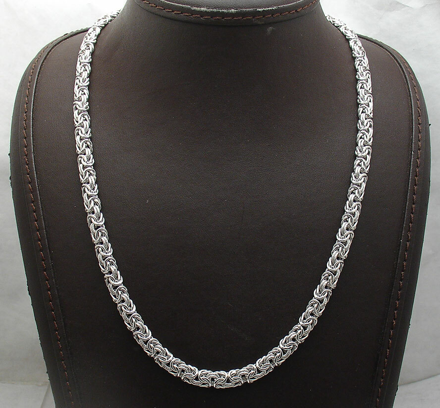 Anti-Tarnish Domed Byzantine Chain Necklace Real Sterling Silver QVC 18″