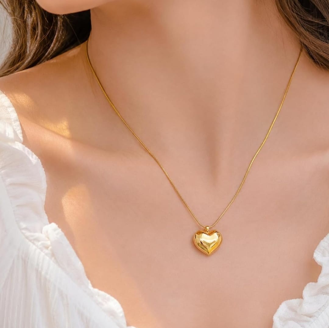 Indian bollywood gold plated heart necklace chain for women and girls