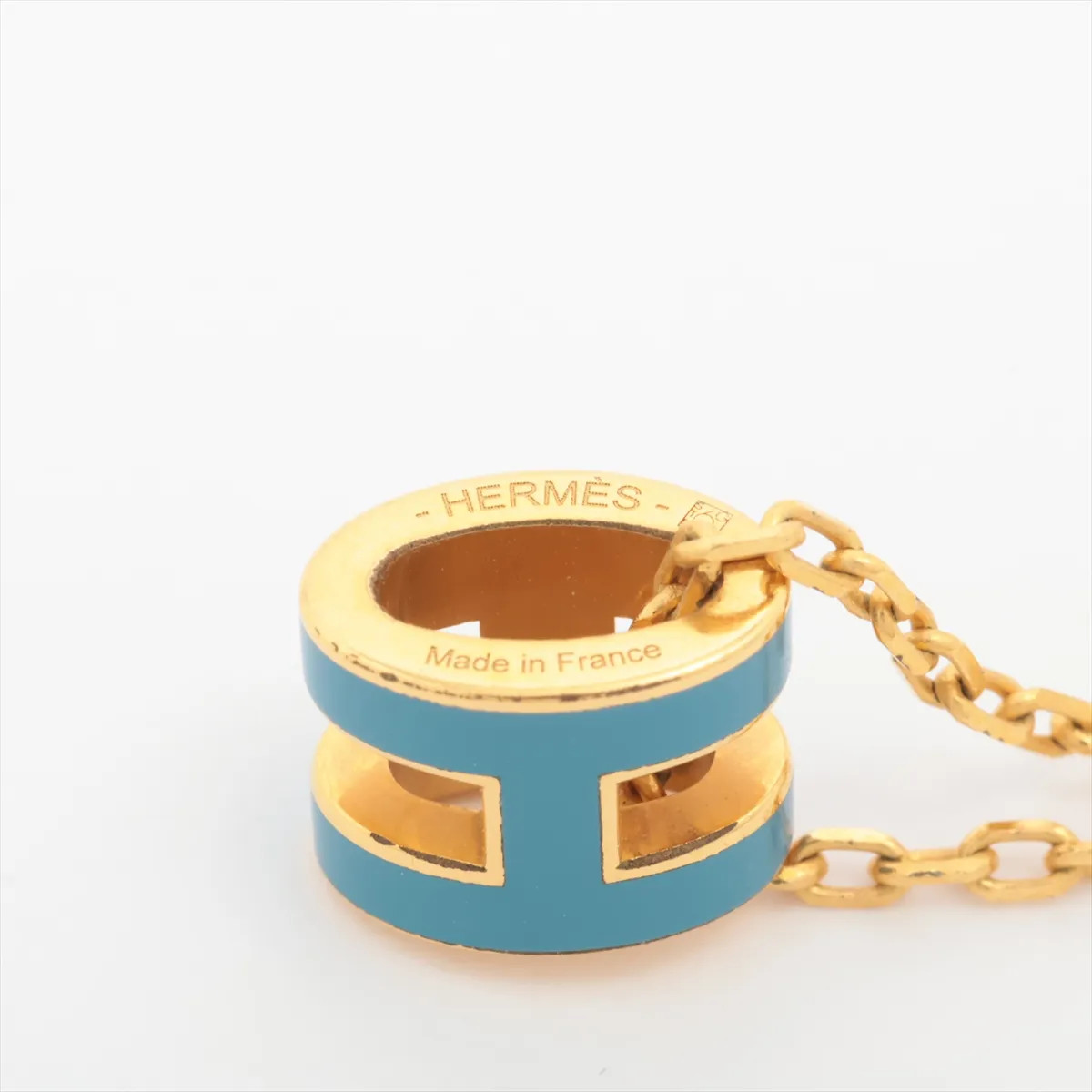 Hermès Mini-pop H Necklace GP Blue x gold