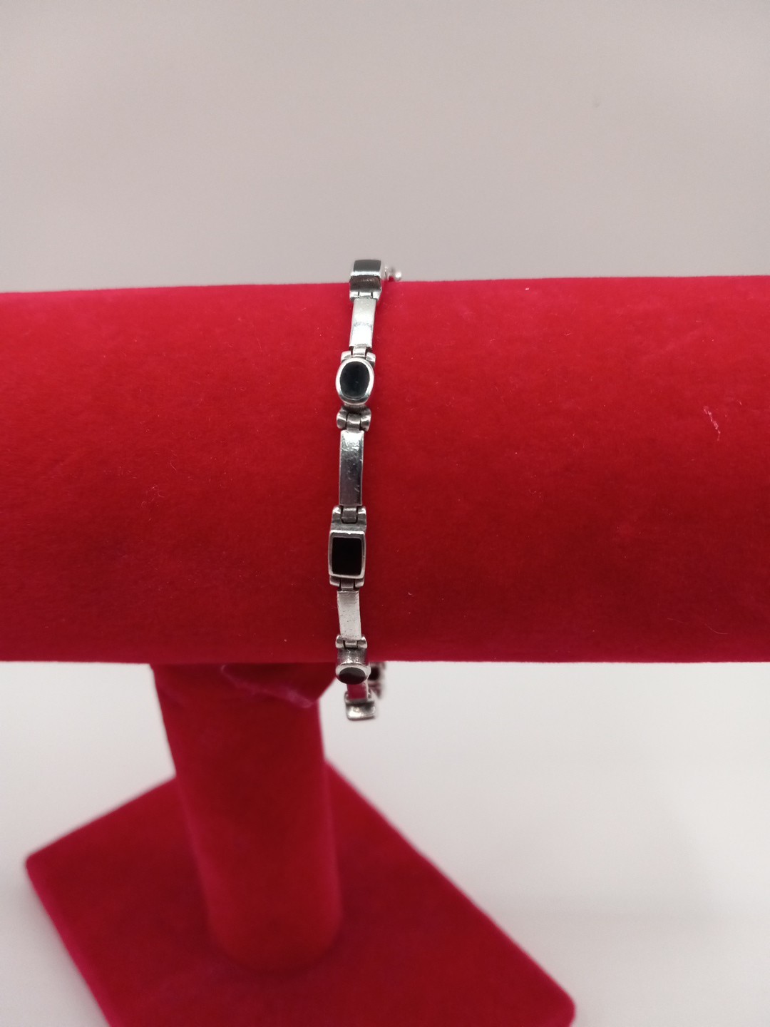 Sterling Silver Black Onyx Tennis Bracelet 7in