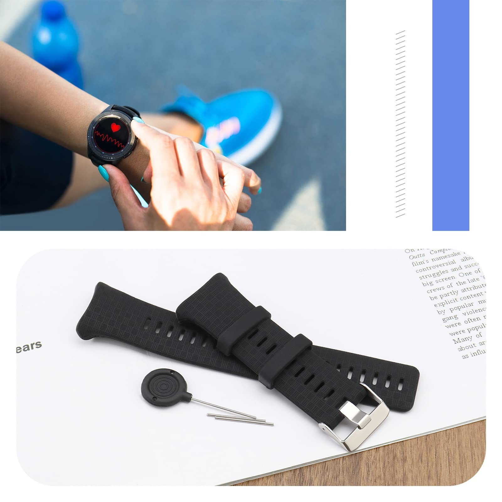Adjustable Waterproof Silicone Watch Strap Replacement for Polar Vantage V – 170