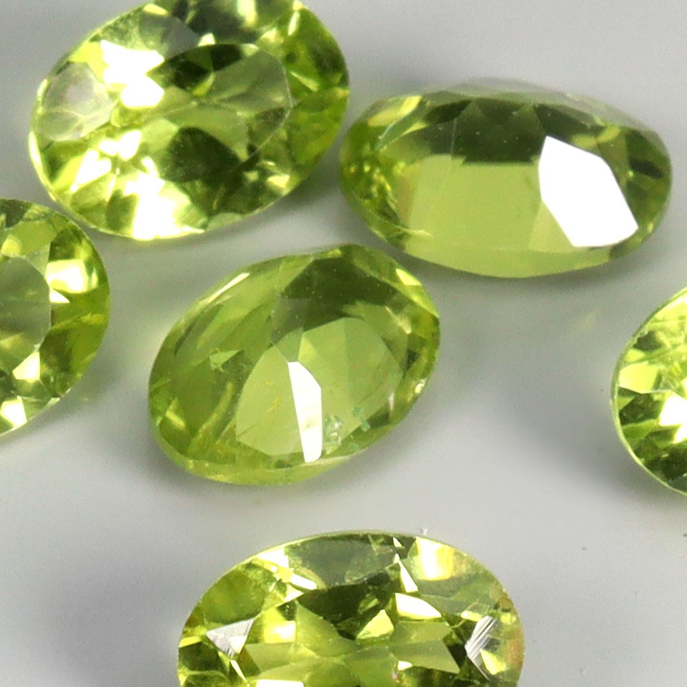 Oval Cut Natural Unheated Top Rich Green Peridot 6pcs 5.31ct 7x5mm Lot Gemstone