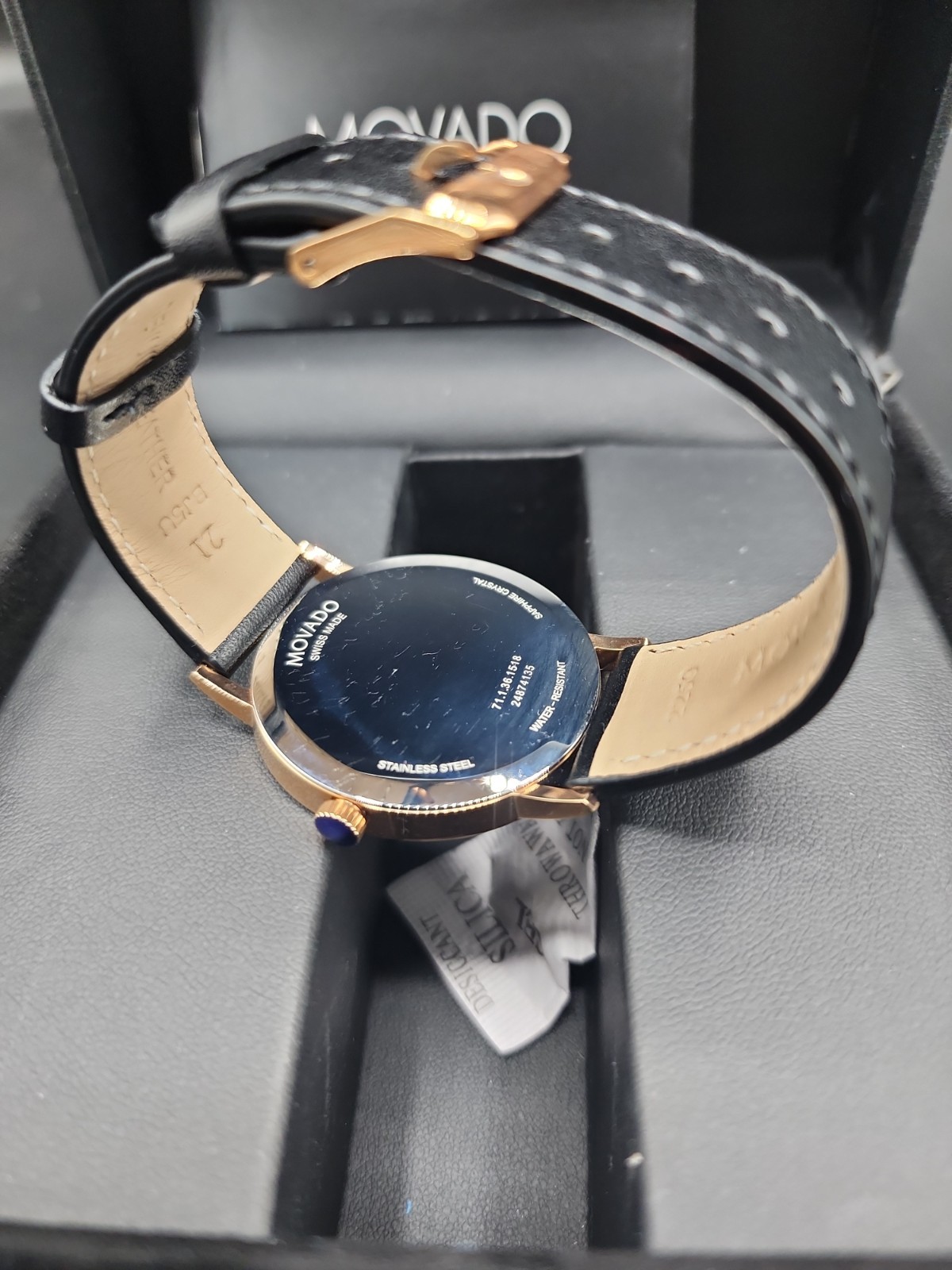 Movado Museum Rose Gold And Leather Wristwatch for Men – New In Box, New Battery
