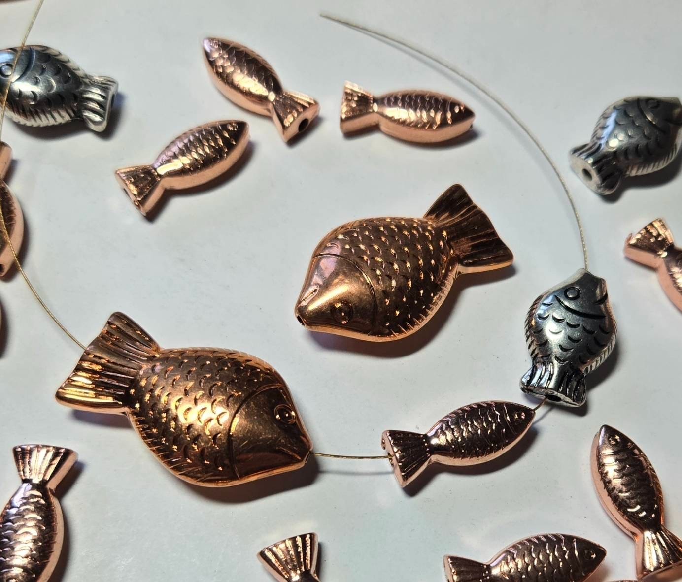 Fish Beads for Jewelry Making Antique Silver Mix size 33mm 50 pcs