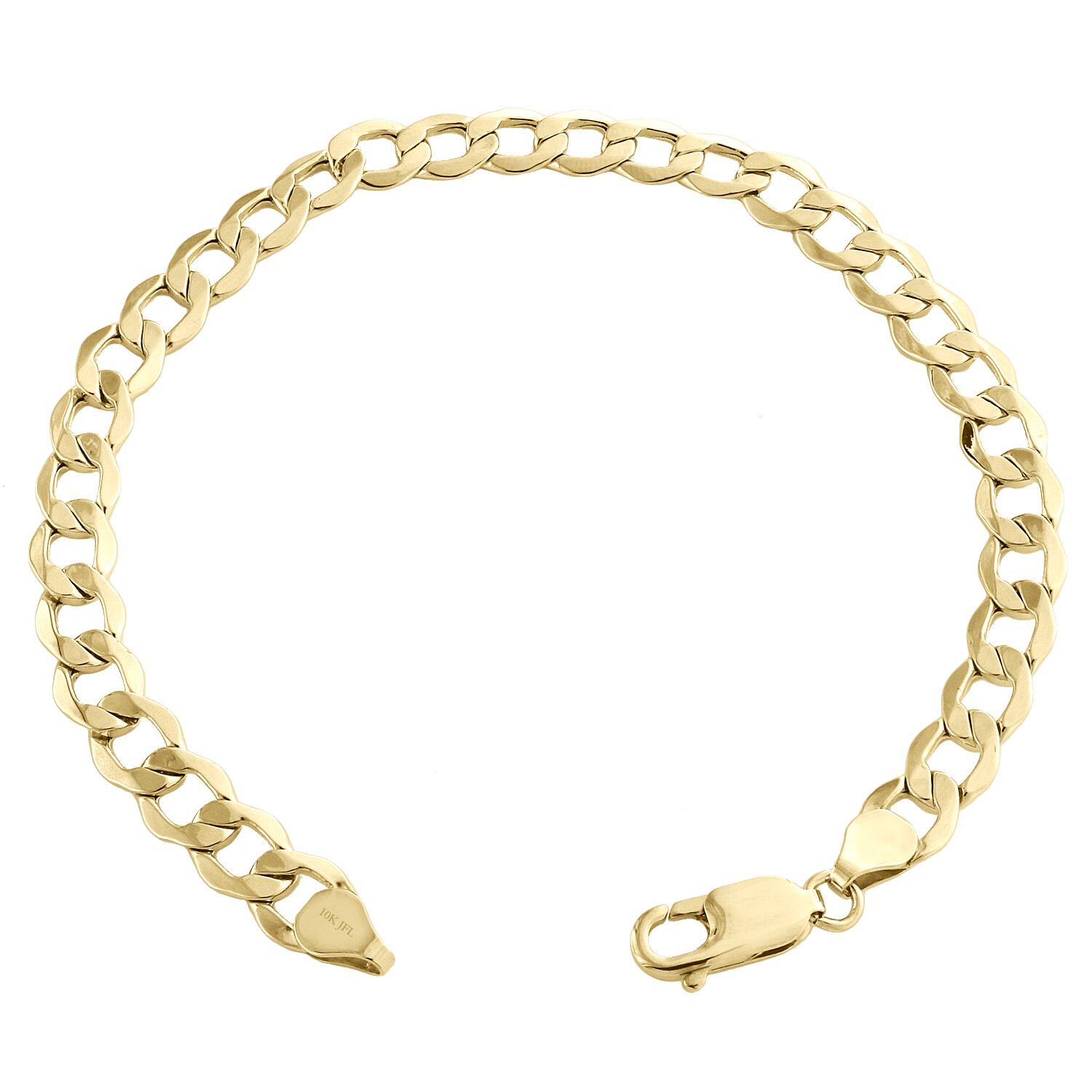 10K Yellow Gold 6.50mm Hollow Plain Cuban Curb Link Mens Bracelet 8 – 9 Inches