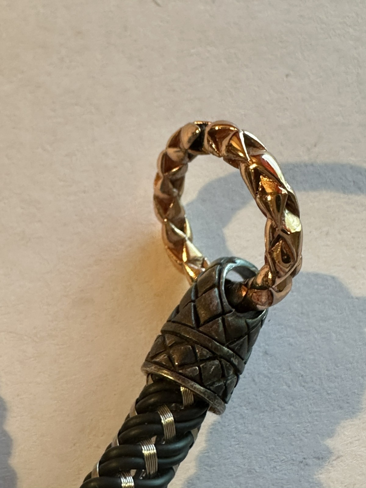 John Hardy Double Wrap Naga Nylon, Blackened Silver, & Bronze Bracelet – 16 in