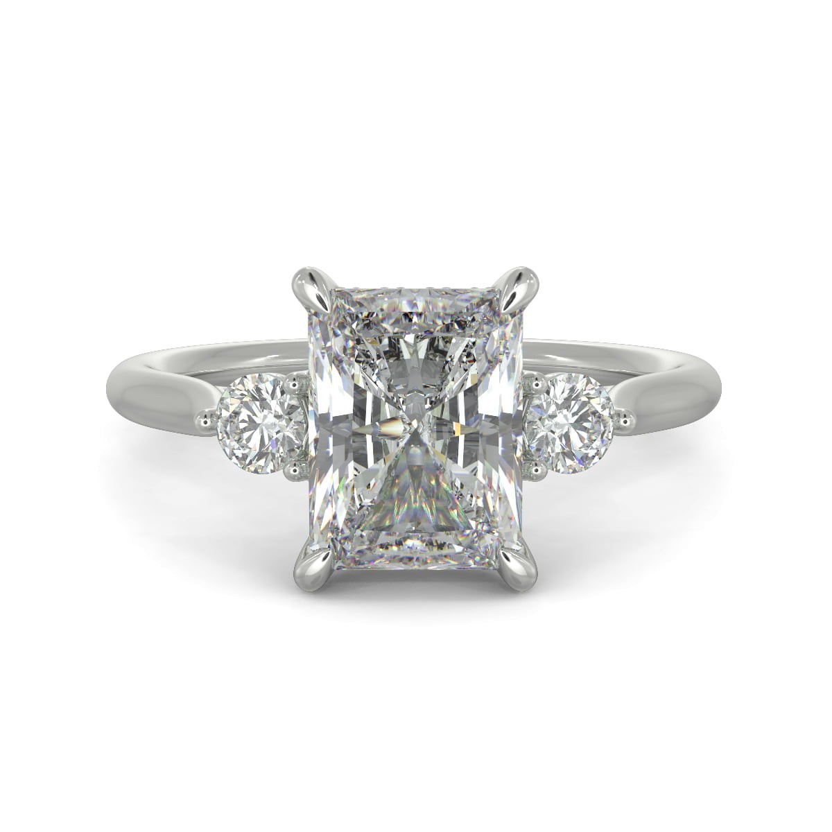 1.7 Ct Radiant Cut Diamond Engagement Ring SI1 E White Gold 14k