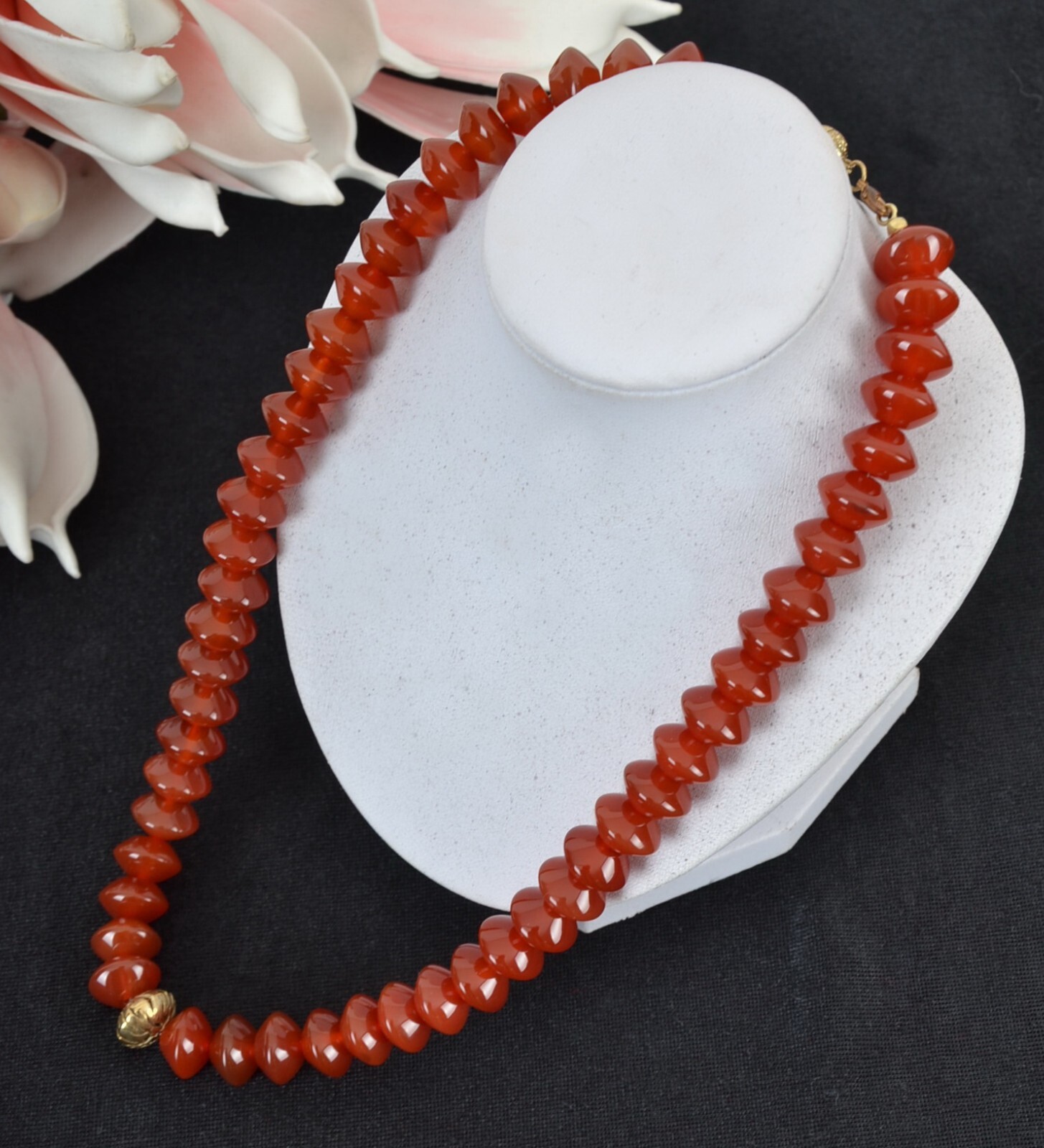 Real Pearl Necklace Agate Beads Terracotta 123g 52cm Long Gemstone Jewellery