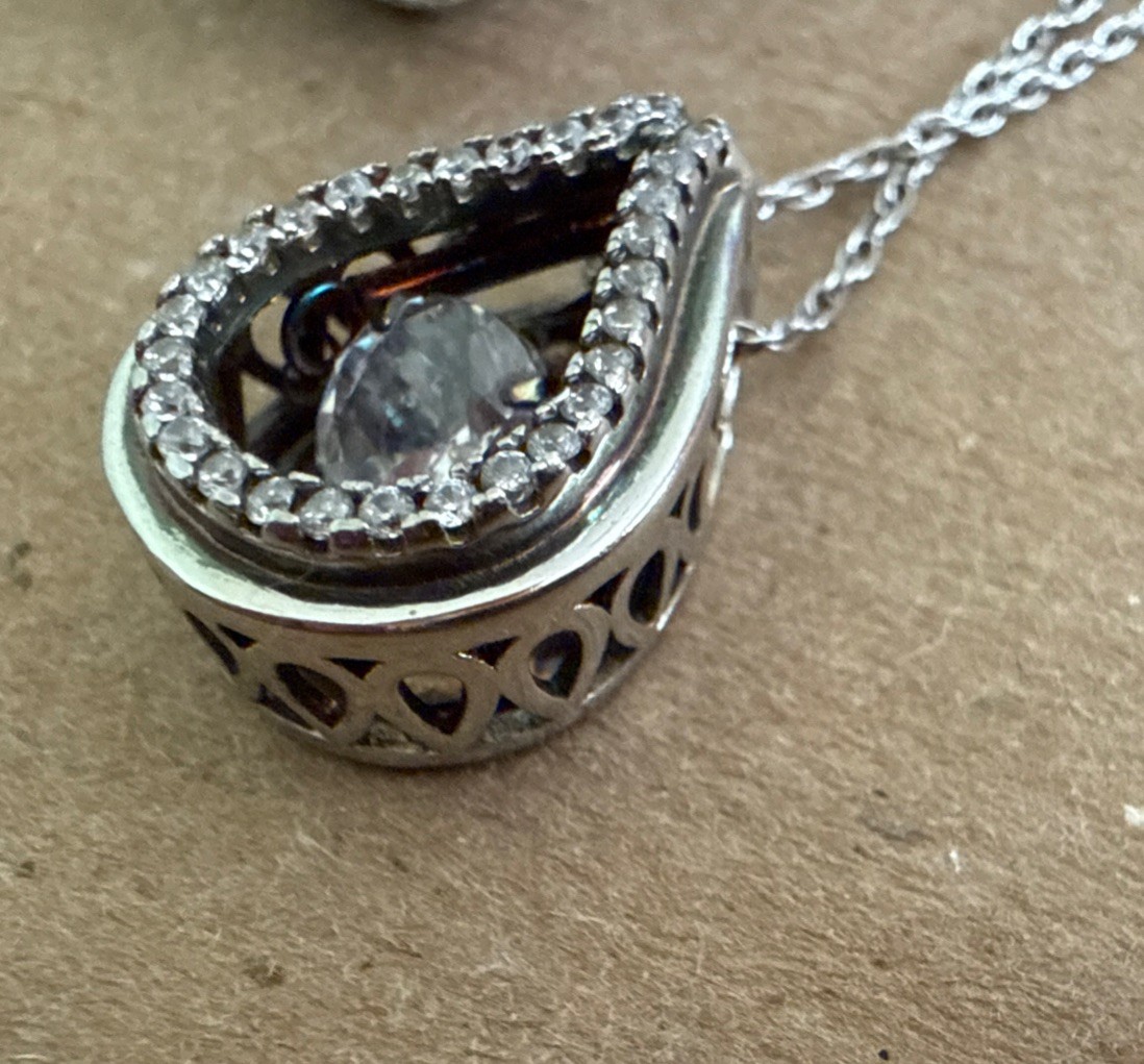 925 Lot Of 2 Jewelry Silver Necklace Pendant With Chain & Ring Blue Stone Stamp