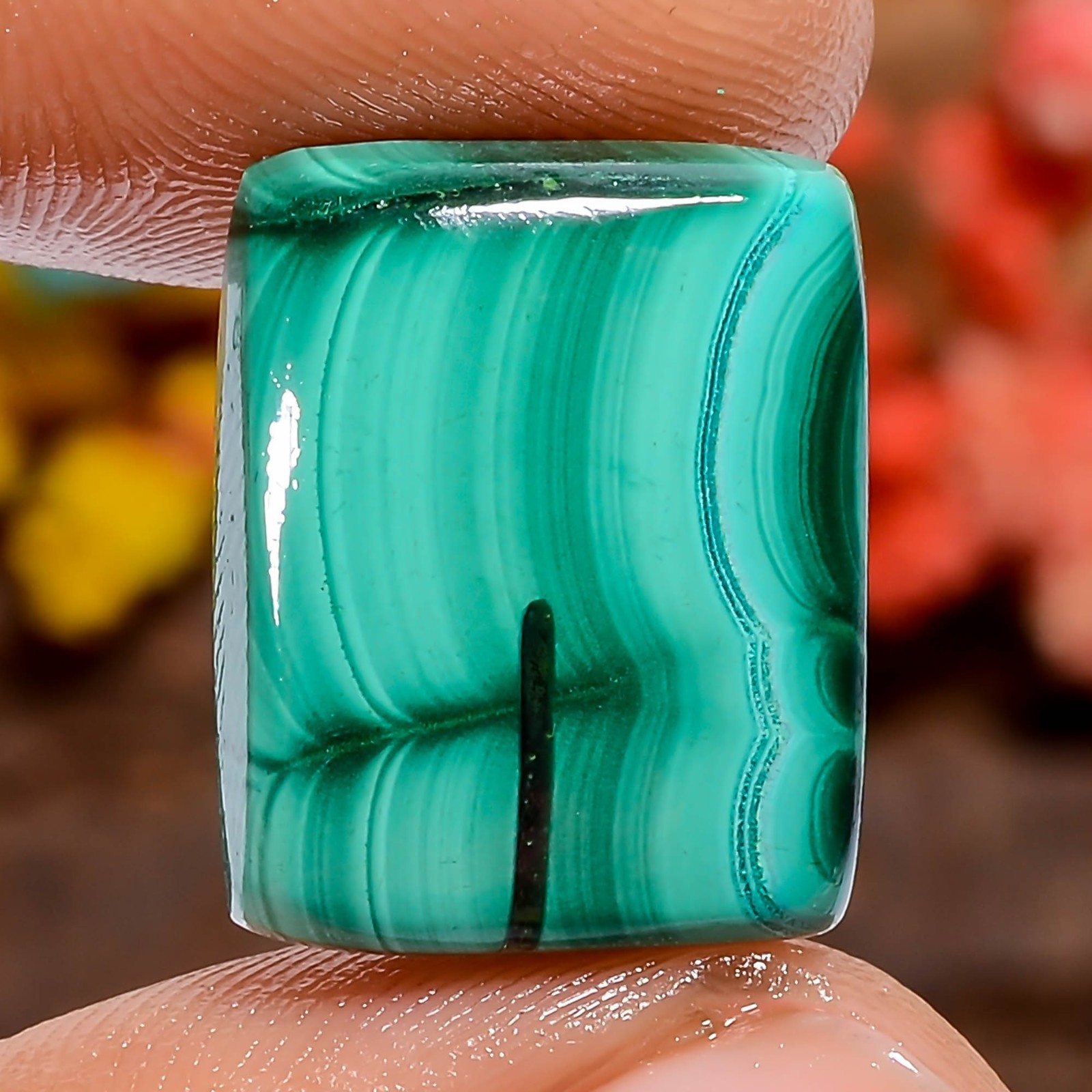 Malachite Radiant Green 19Ct Loose Gemstone 17X13X4mm Handmade Africa Natural