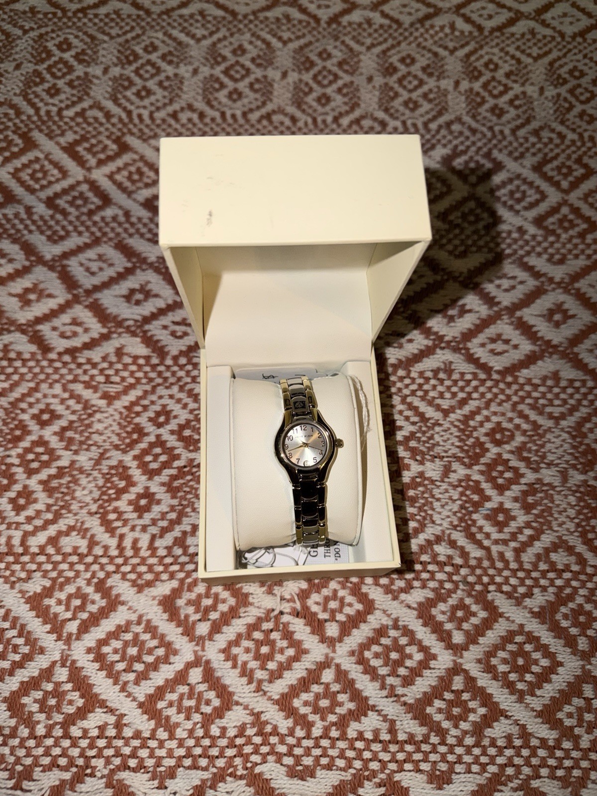 Anne Klein Women’s Analog Quartz Watch Two-Tone Black/Gold Bracelet Date Box