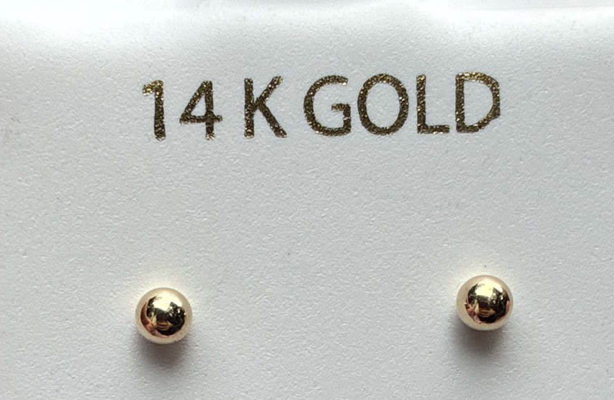 14k Yellow Gold , gold filled Ball Stud Earrings.