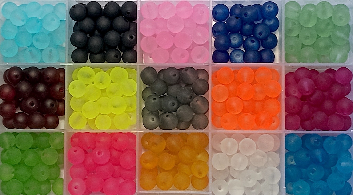 Resin Beads, 8 mm, 375 Pcs, 15 Colors, 2 mm Beading Holes