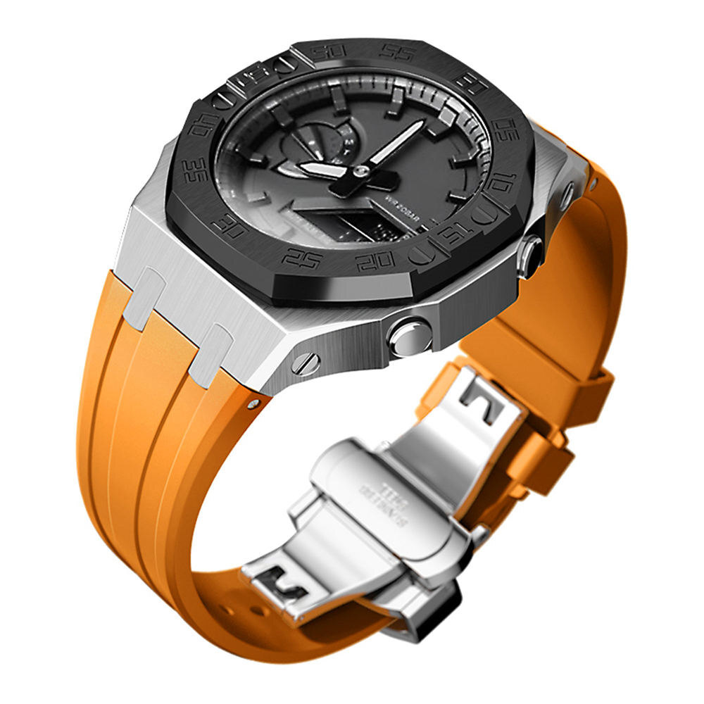 Premium Stainless Steel Case + Silicone Strap AP Mod Kit Set for G-Shock GA-2100