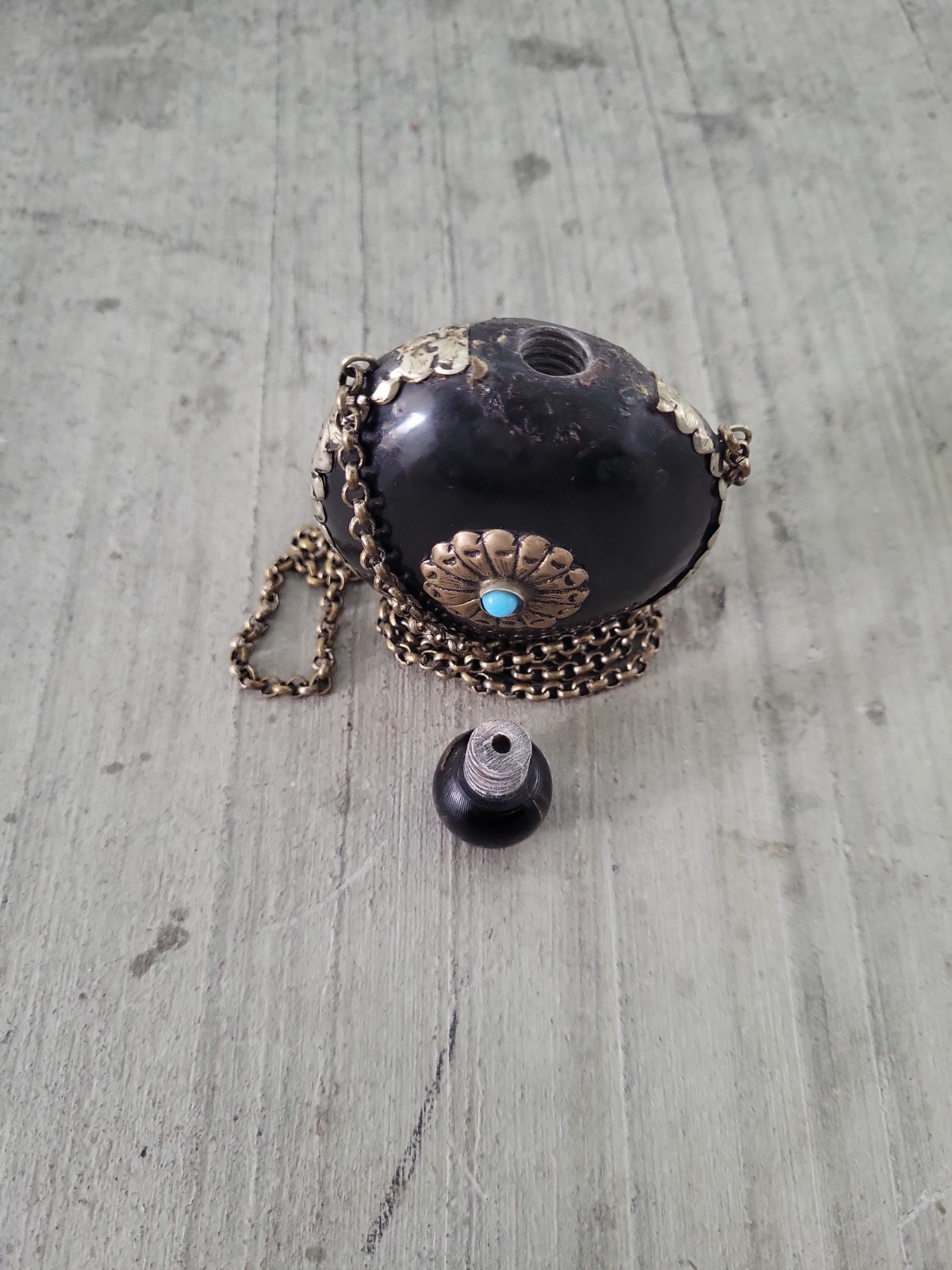 Vintage Bohemian Perfume Flask Pendant Necklace | Antique Snuff Bottle Charm