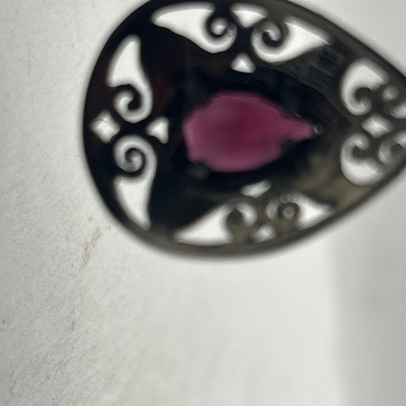 Vintage Garnet 925 Sterling Silver Pendant Pear Shaped