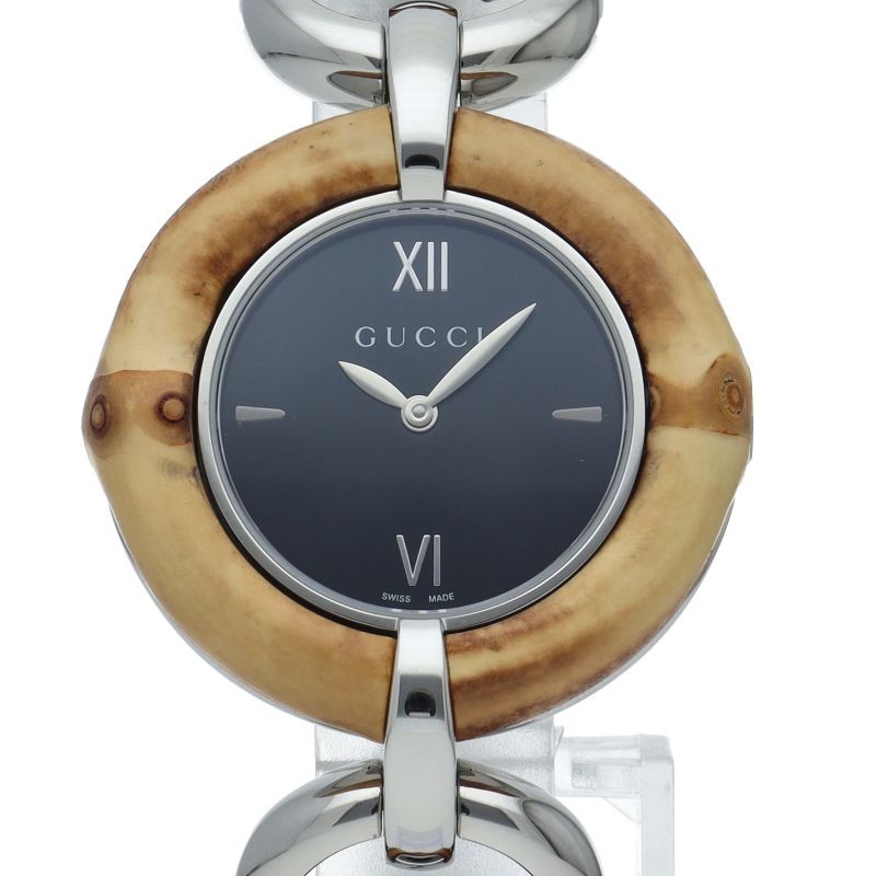 Gucci Bamboo ladies watch 132.4 YA132401 box SS ladies watch black Middle