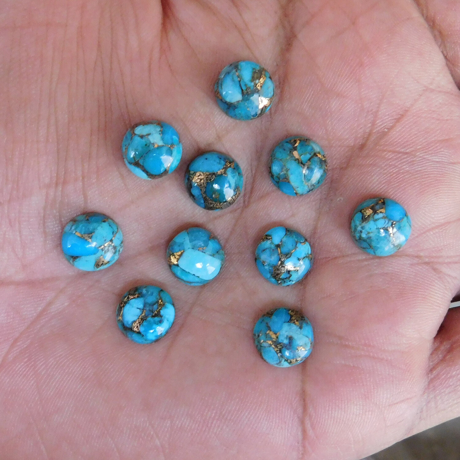 Natural Blue Copper Turquoise Round 6 mm to 20 mm Cabochon Loose Gemstone Lot