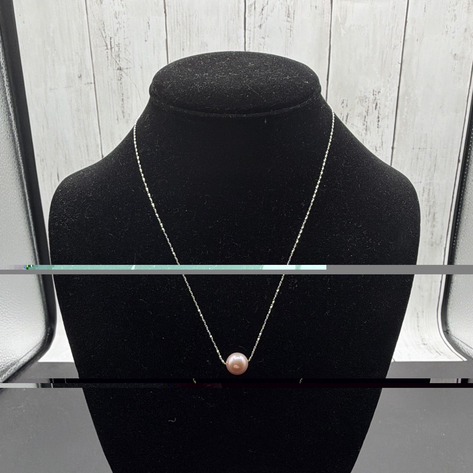 925 SS 18” RP AAA Grade 10mm Peach Floating Pearl Necklace