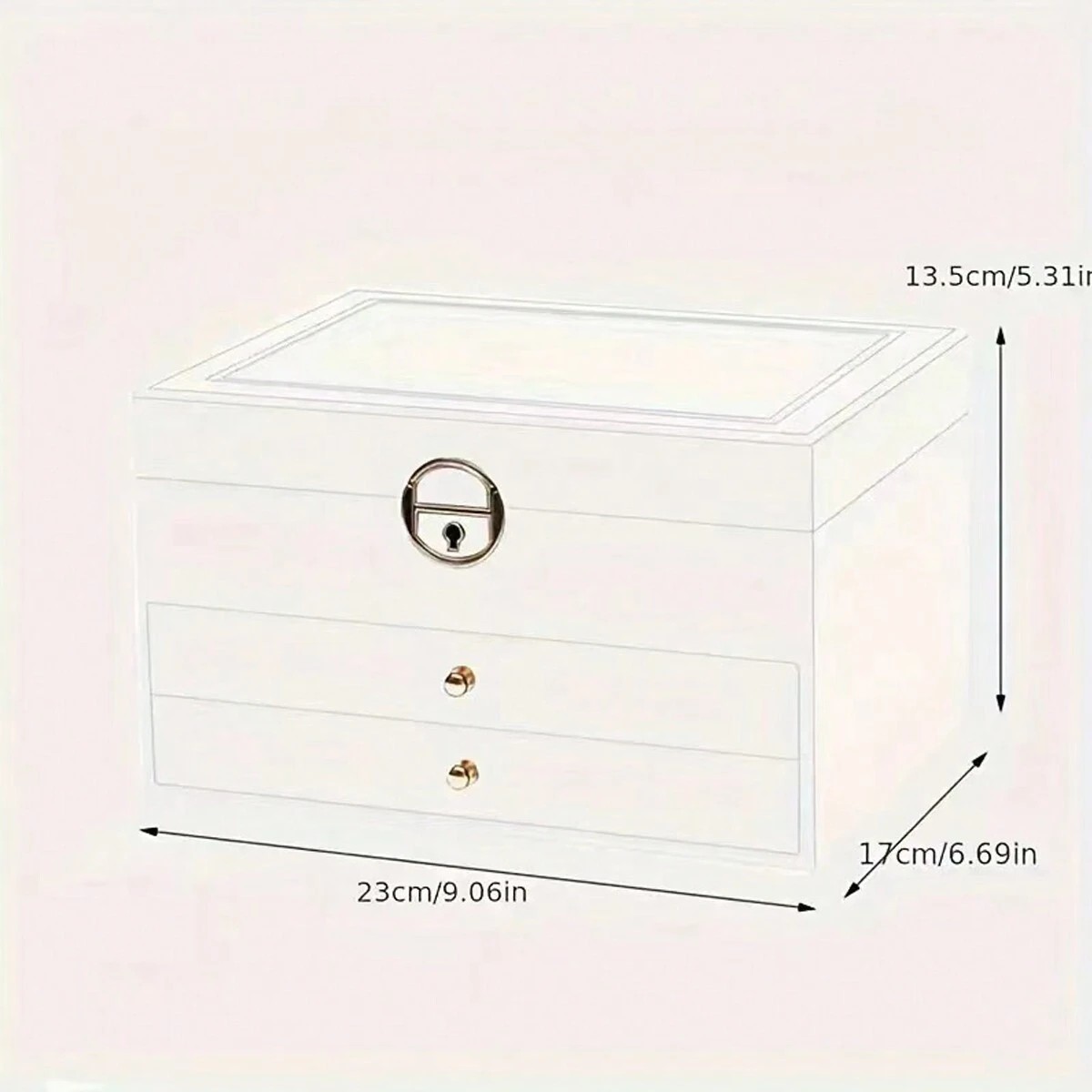3-Layer PU Leather Jewelry Box with Lock for Rings Watches Necklaces