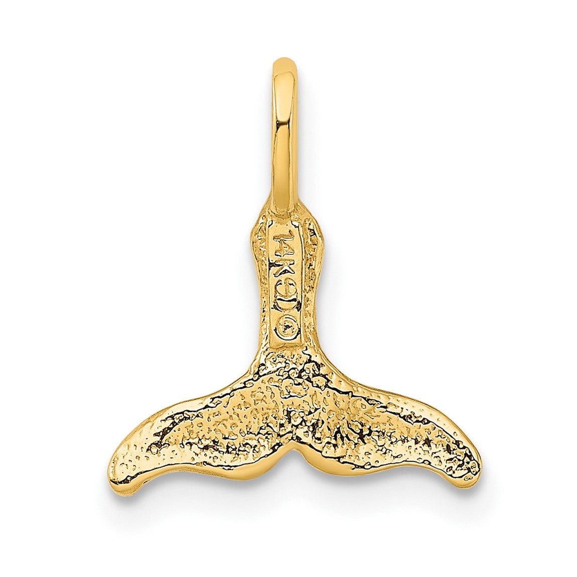 14k Yellow Gold Polished and Textured Mini Whale Tail Charm