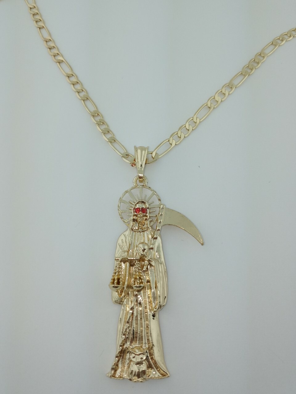 Grim Reaper pendant with necklace , Dije de la Santa Muerte con cadena hermoso