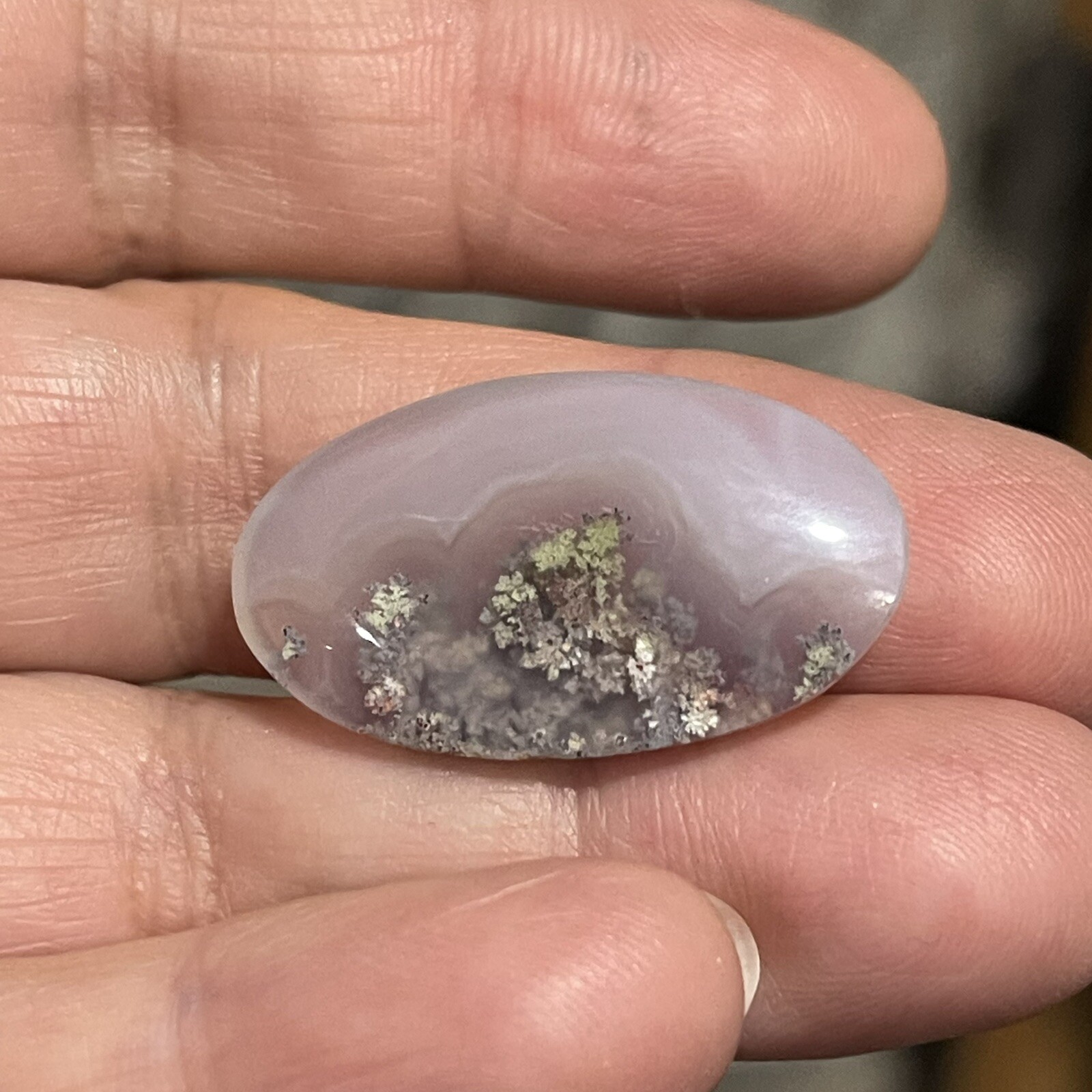 21.4ct 30×17.2×5.4mm Fine Garden Moss Agate Oval Cabochon Loose Picture Stone