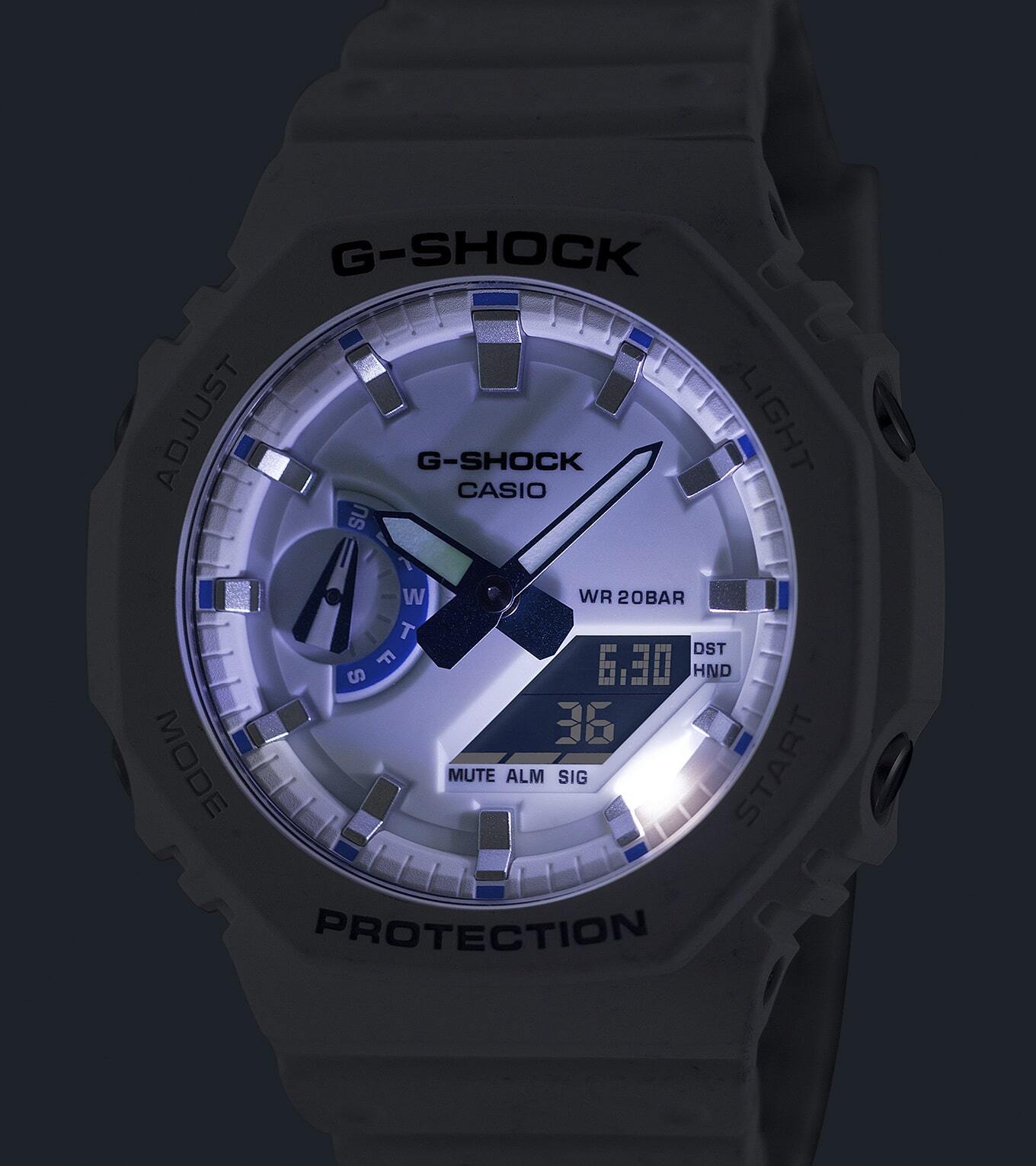 CASIO G-SHOCK GA-2100HDS-7AJF HIDDEN GLOW Analog Digital Watch White 45.4mm