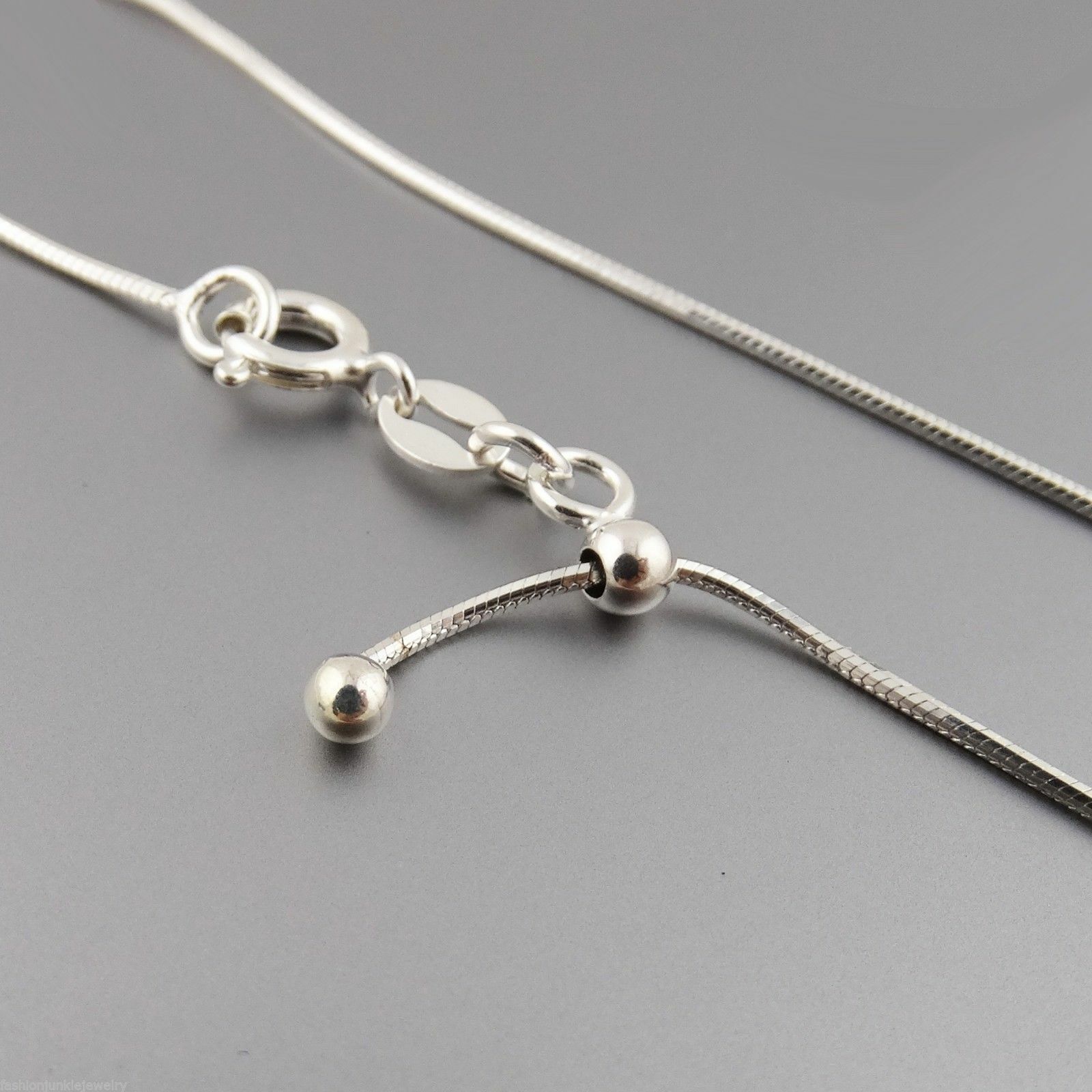 0.8mm Adjustable Snake Chain, Adjusts up to 22″ – 925 Sterling Silver