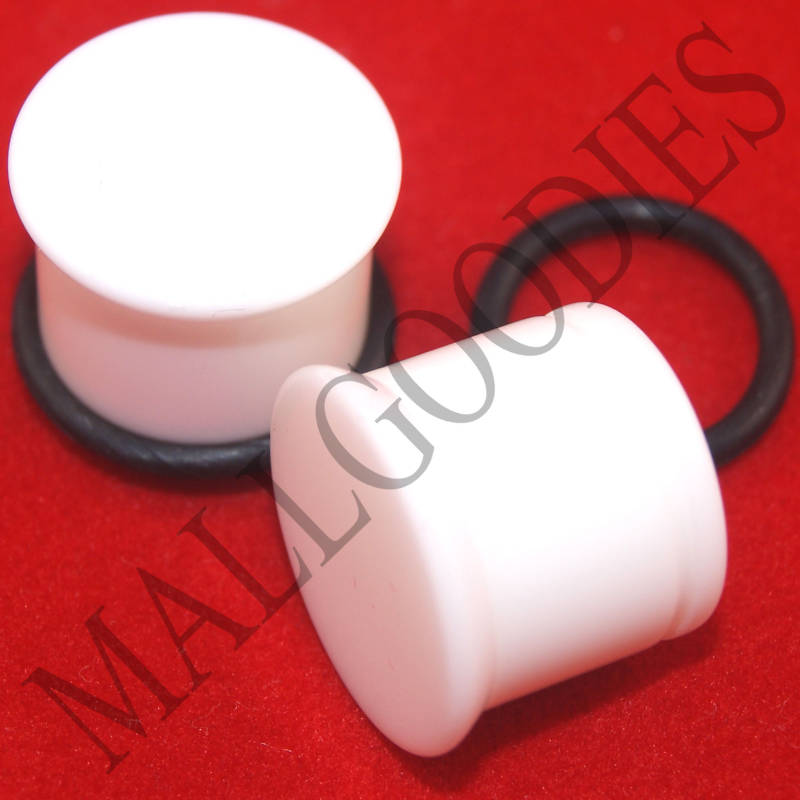 1308 White Acrylic Single Flare 7/16″ Inch Ear Plugs 11mm – 1 Pair Plain Studs