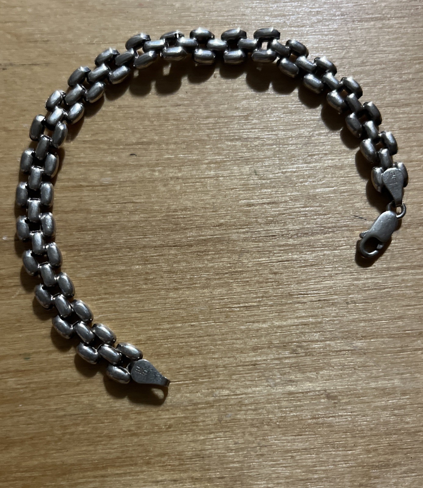 Vintage Italian 925 Sterling Silver Flat Panther Link Bracelet-7” OTC