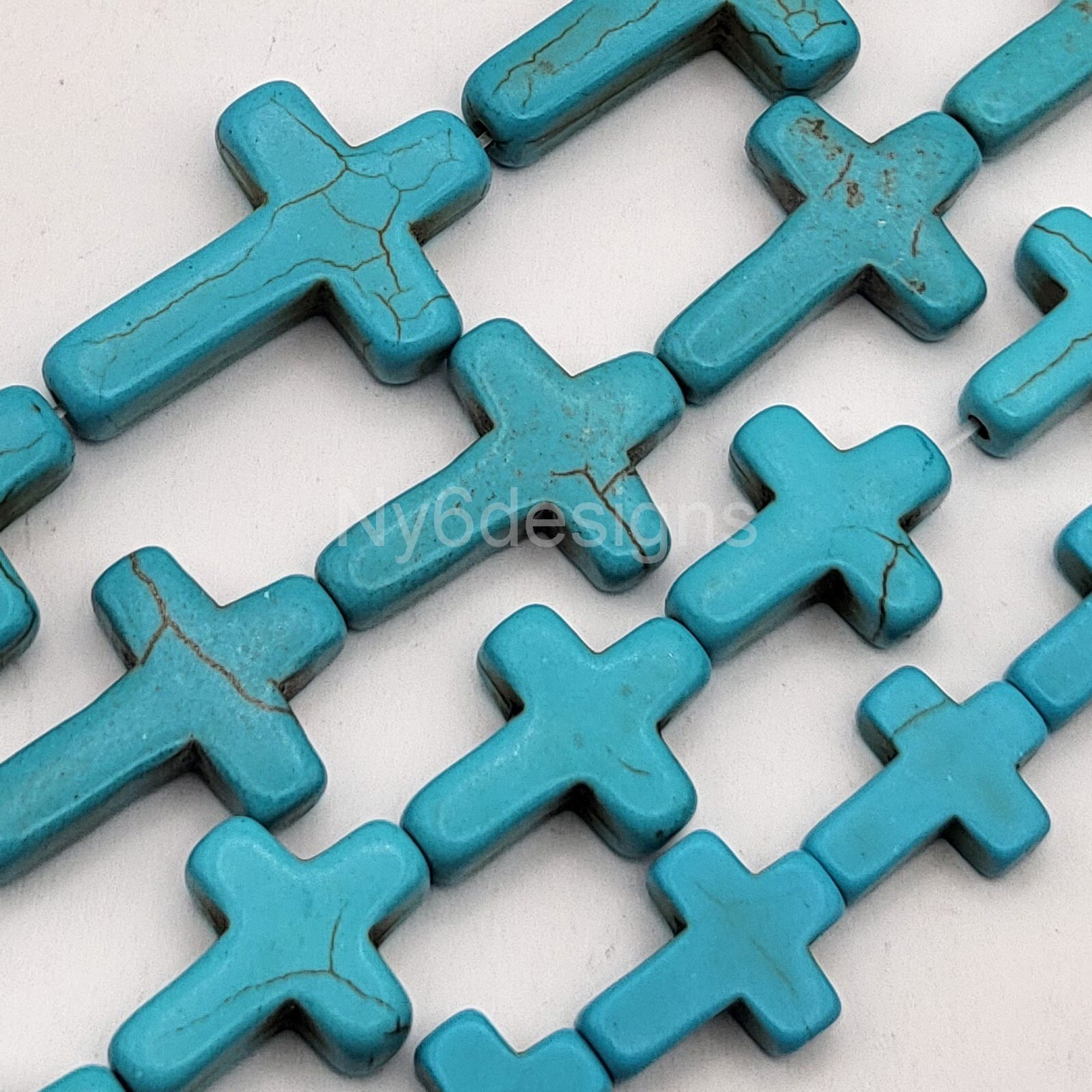 Wholesale Turquoise Howlite Magnesite Cross Loose Beads 15″ strand Free Shipping