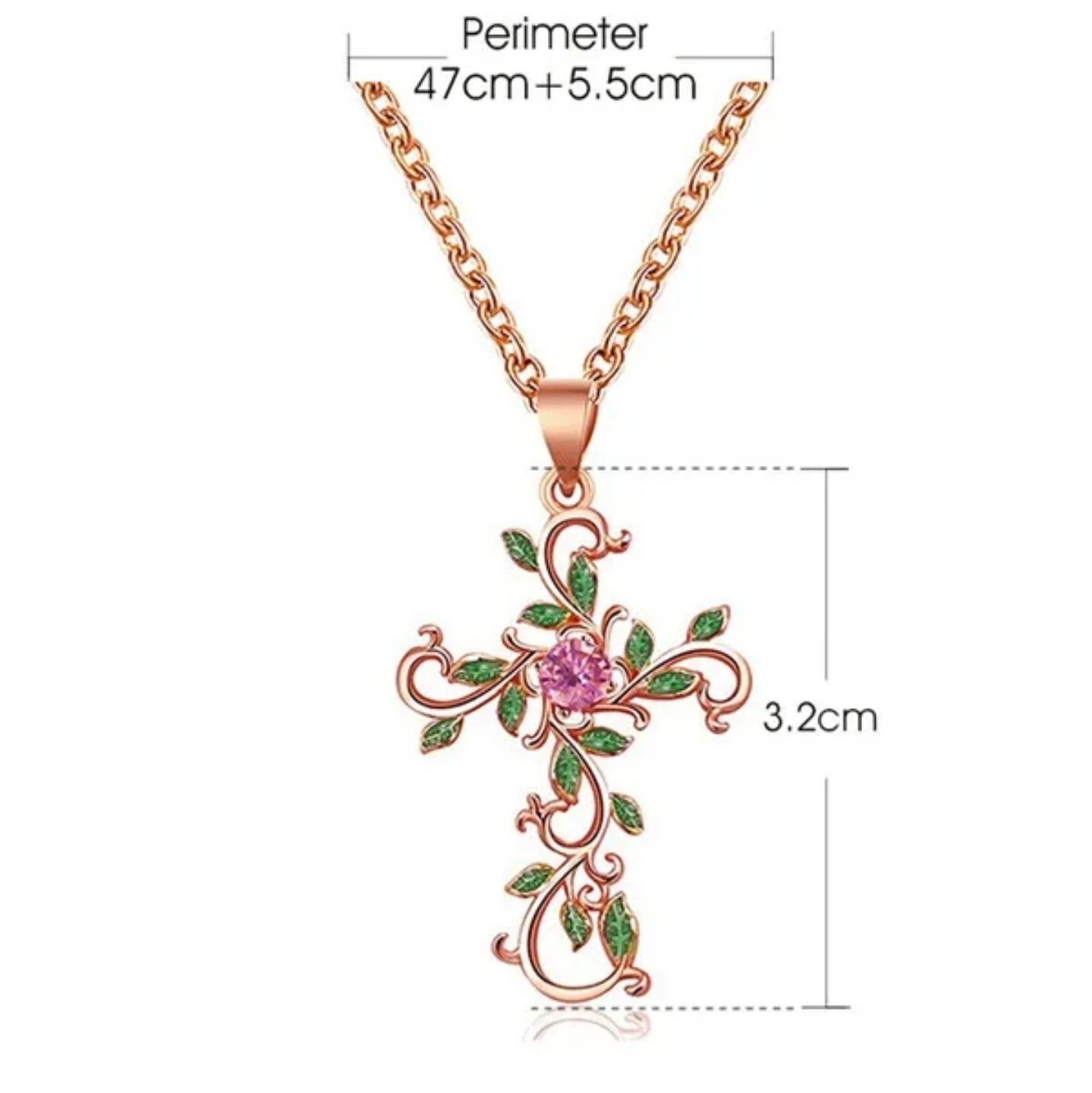 God We Trust Cross Rose Gold-tone Dainty Necklace Crucifix Diamond Cut Crystals