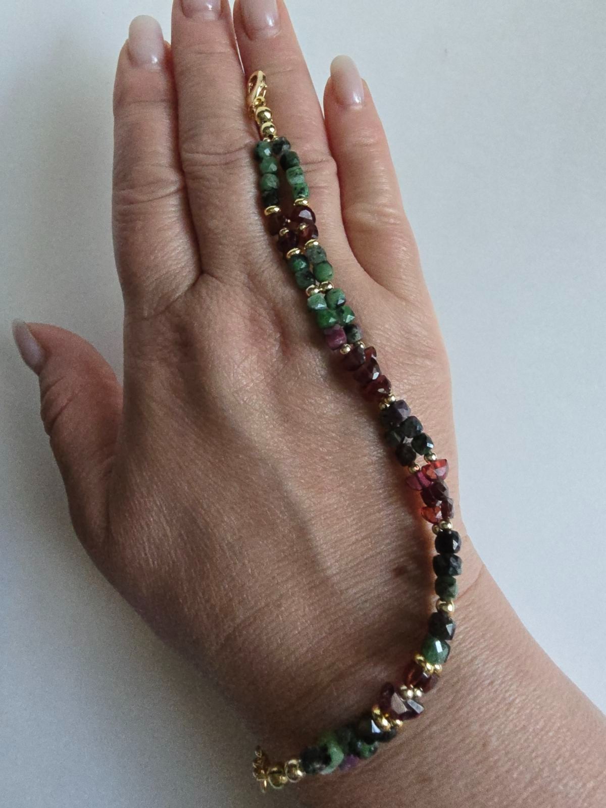 Ruby Zoisite Garnet Beaded Bracelet Natural Gemstone Handmade Jewelry Gift