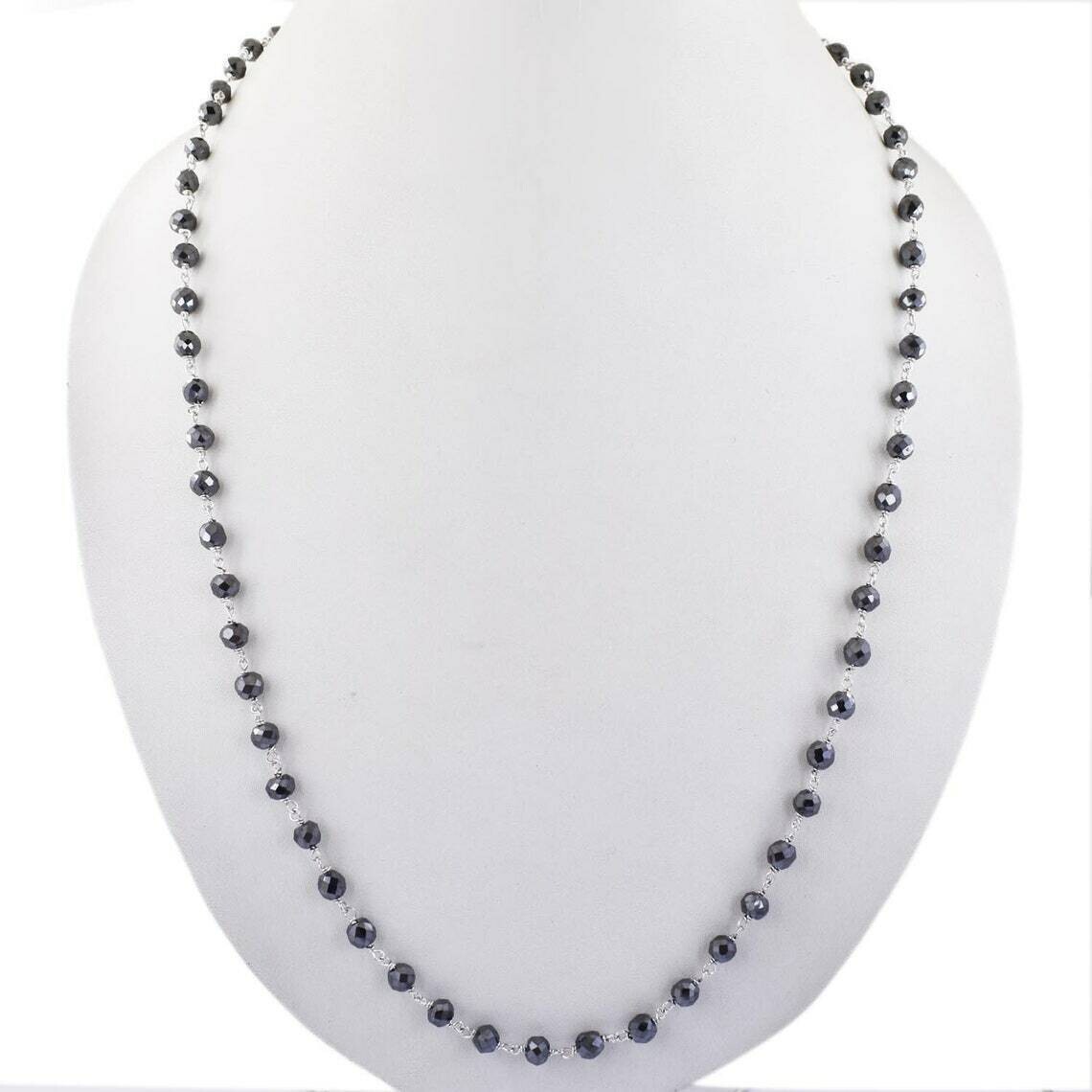 Christmas Gift ! Black Diamond Silver Necklace 6 mm 36 Inches AAA Certified !