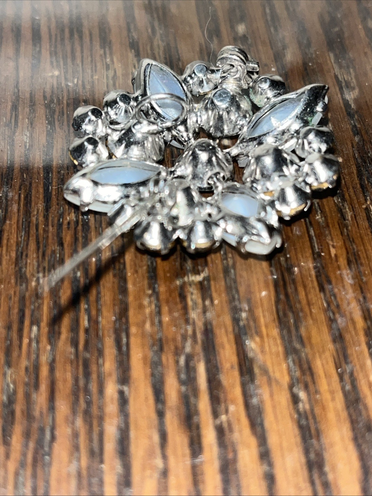 Vintage Rhinestone & Opalite Brooch/pendant 1.25″ x 1.25″ Bling