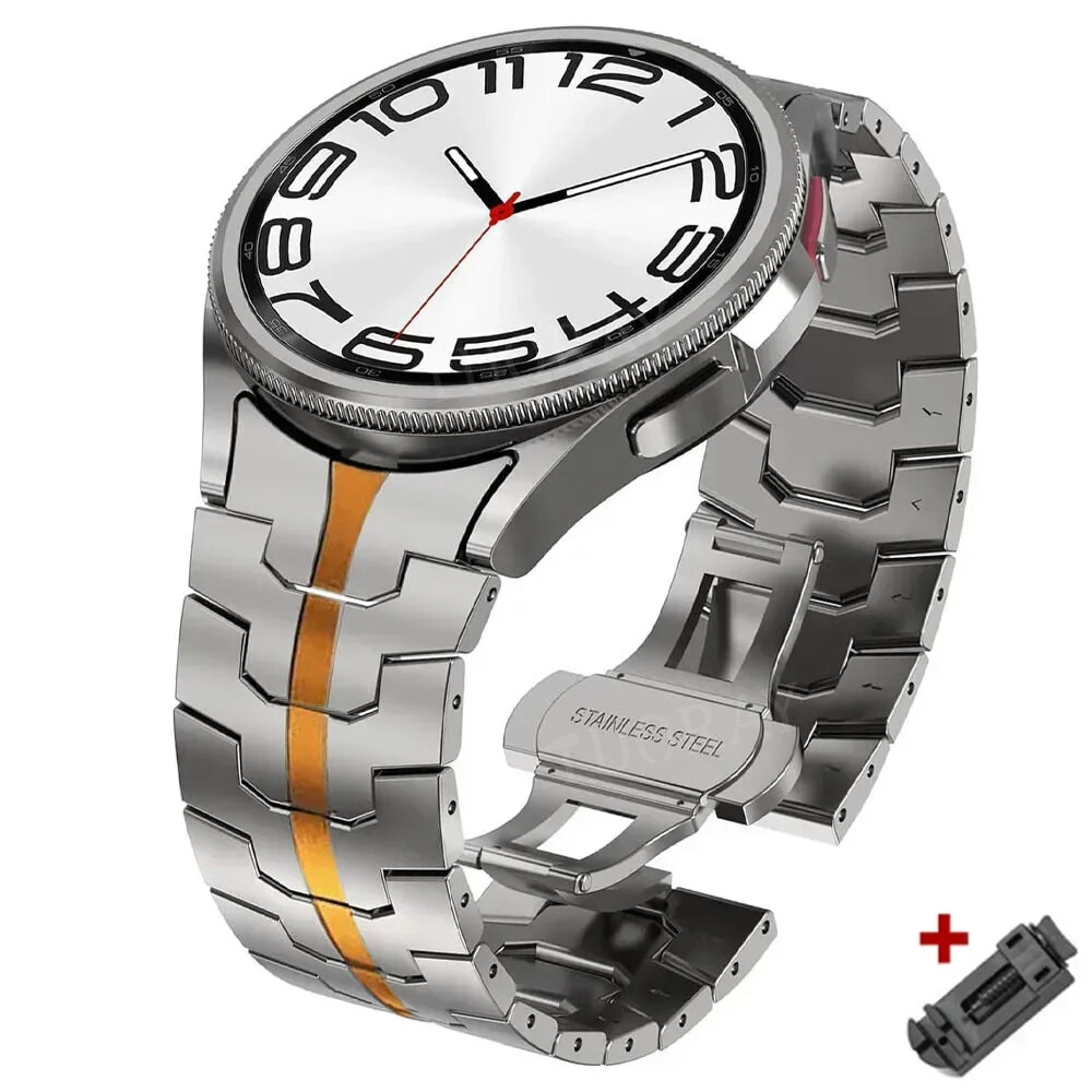 For Samsung Galaxy Watch 6 4 5 Pro 43mm 47mm Classic Stianless Steel Band Strap