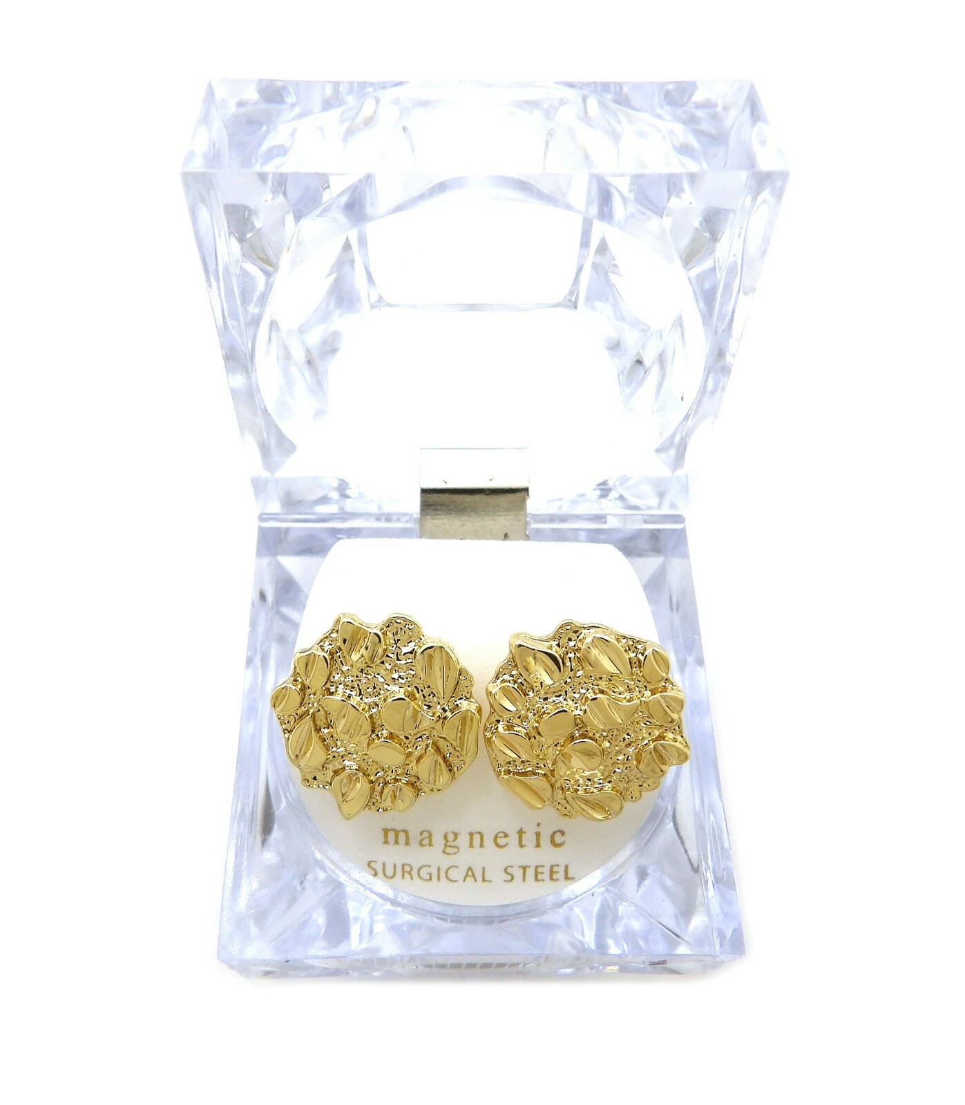 New Cookie Nugget Design Knob Magnetic Stud Earring With Lucite Box XE1277