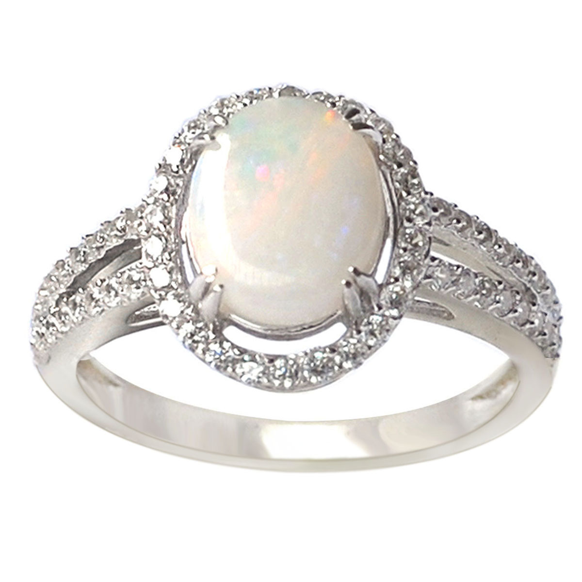 De Buman 1.4ctw Opal 925 Silver Ring Size 7/ 7.5/ 8/ 8.5/9/9.5