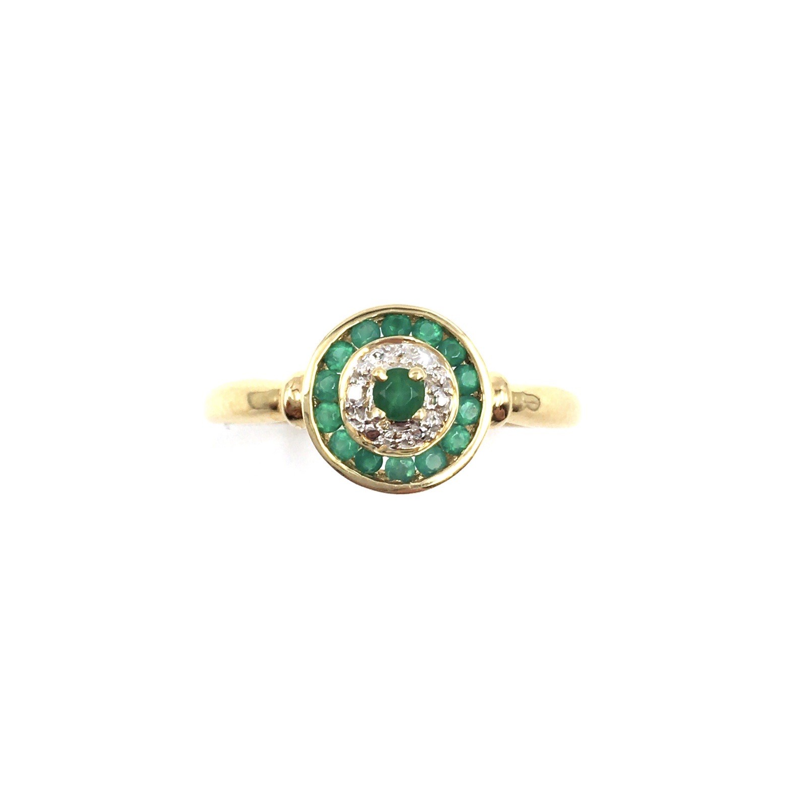 18ct yellow gold ring emerald in the style of Art Deco 750 gold jewelry 19.1mm/60
