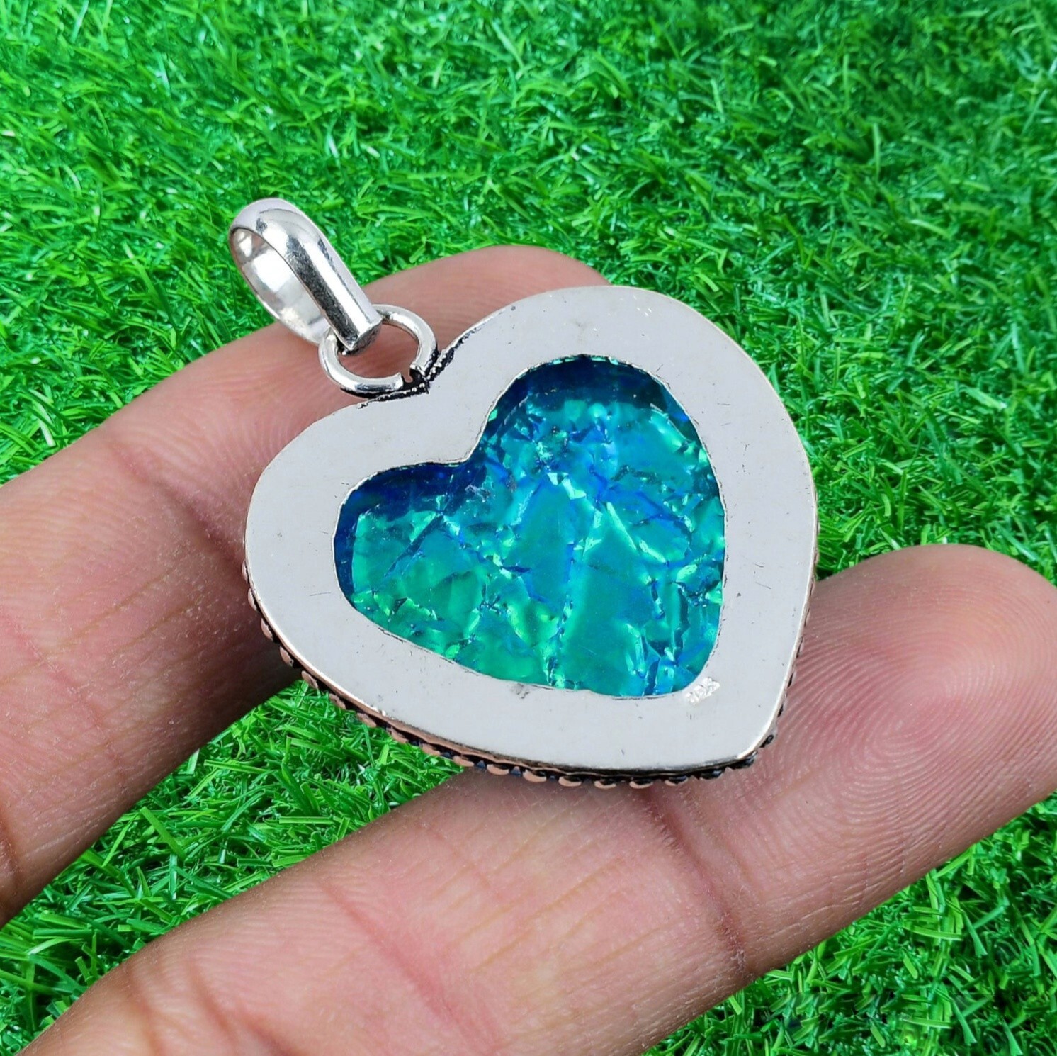 Triplet Fire Opal Heart Gemstone Pendant 925 Sterling Silver Jewelry Pendant