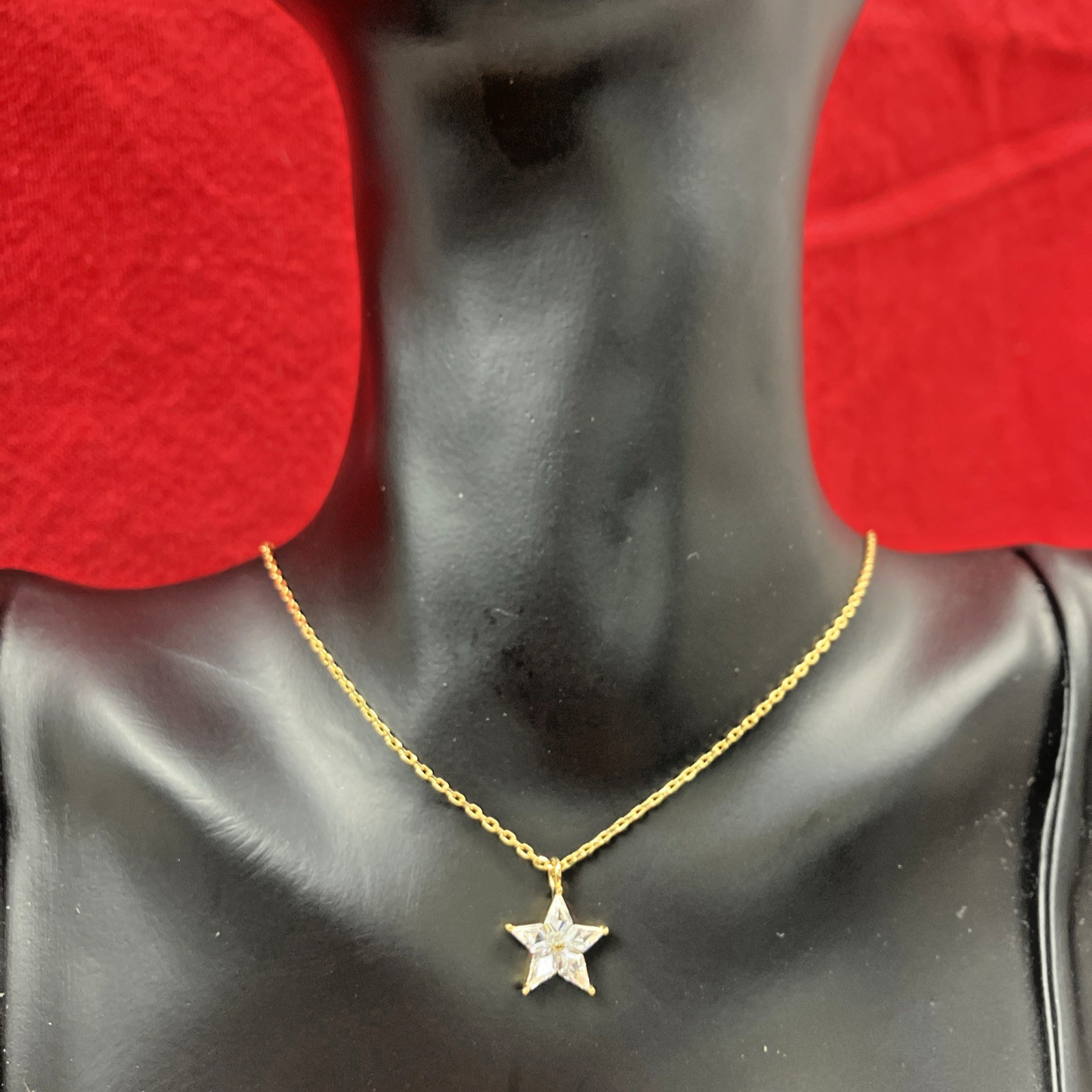 Kate Spade COSMOS Star Pendant Necklace Goldtone Clear CZ NWT RP $58