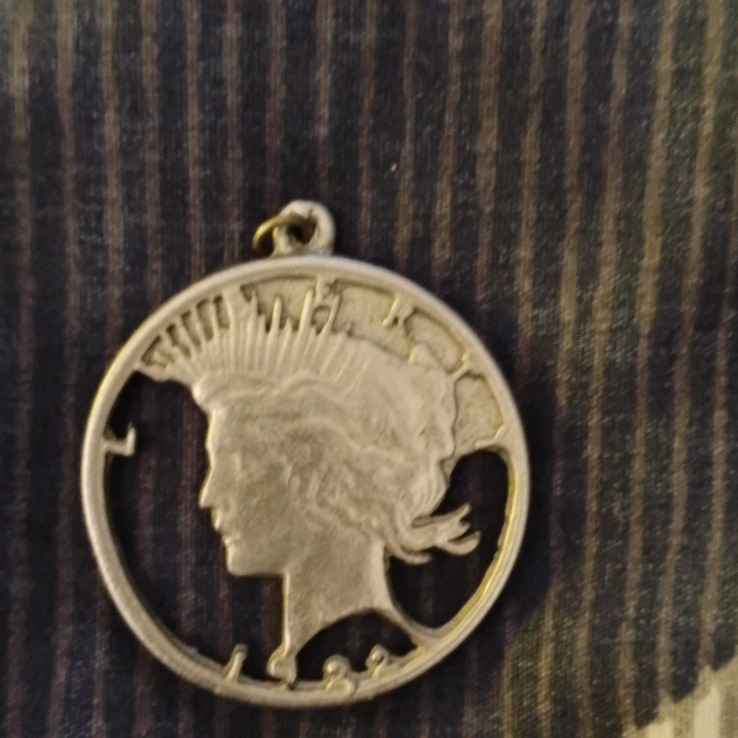Silver Metal Peace Dollar Cutout -Style Round Pendant Charm Unisex