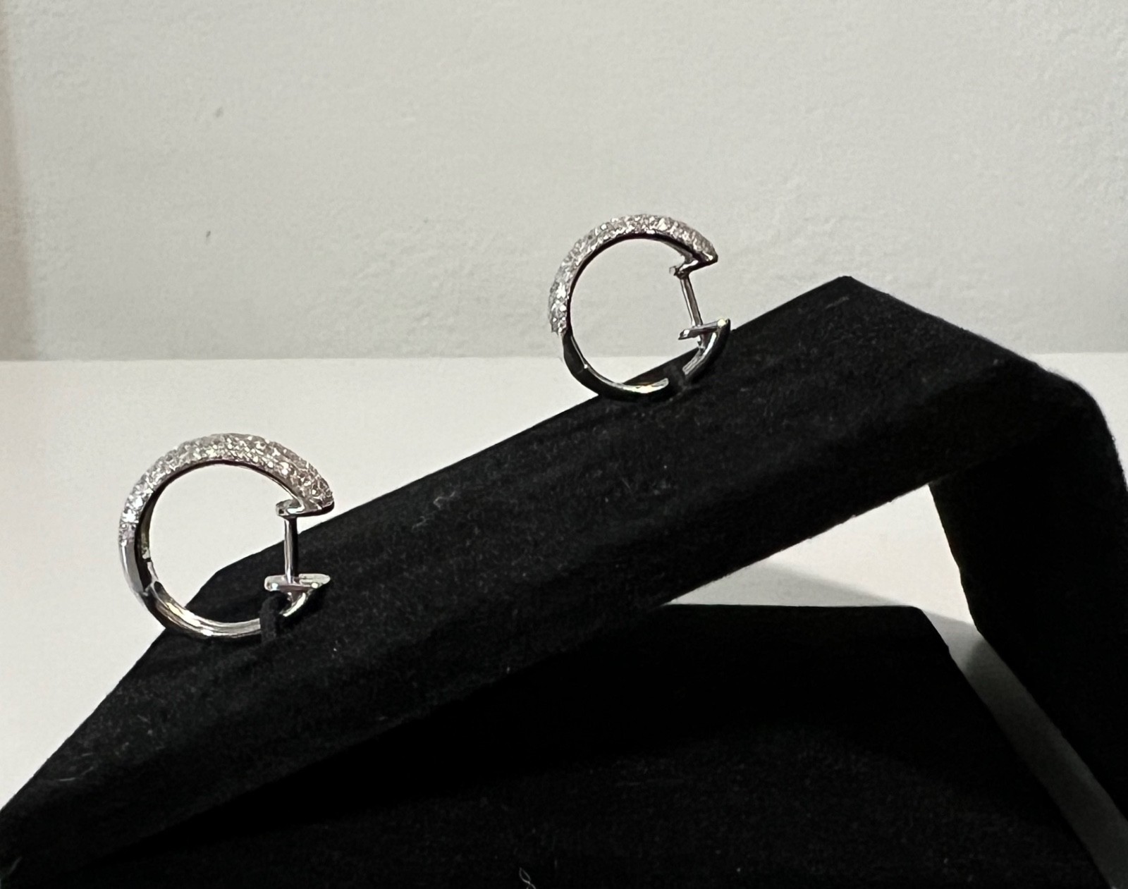 Effy 14K White Gold Pave Diamond Huggie Earrings