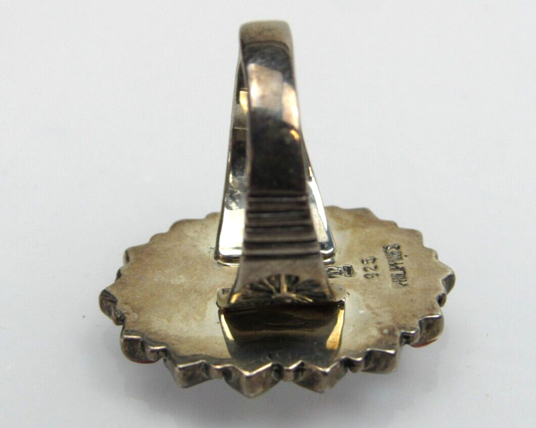 T Philippines Adobe 925 Ring Inlay Turquoise Spiny Oyster Onyx Mother of Pearl