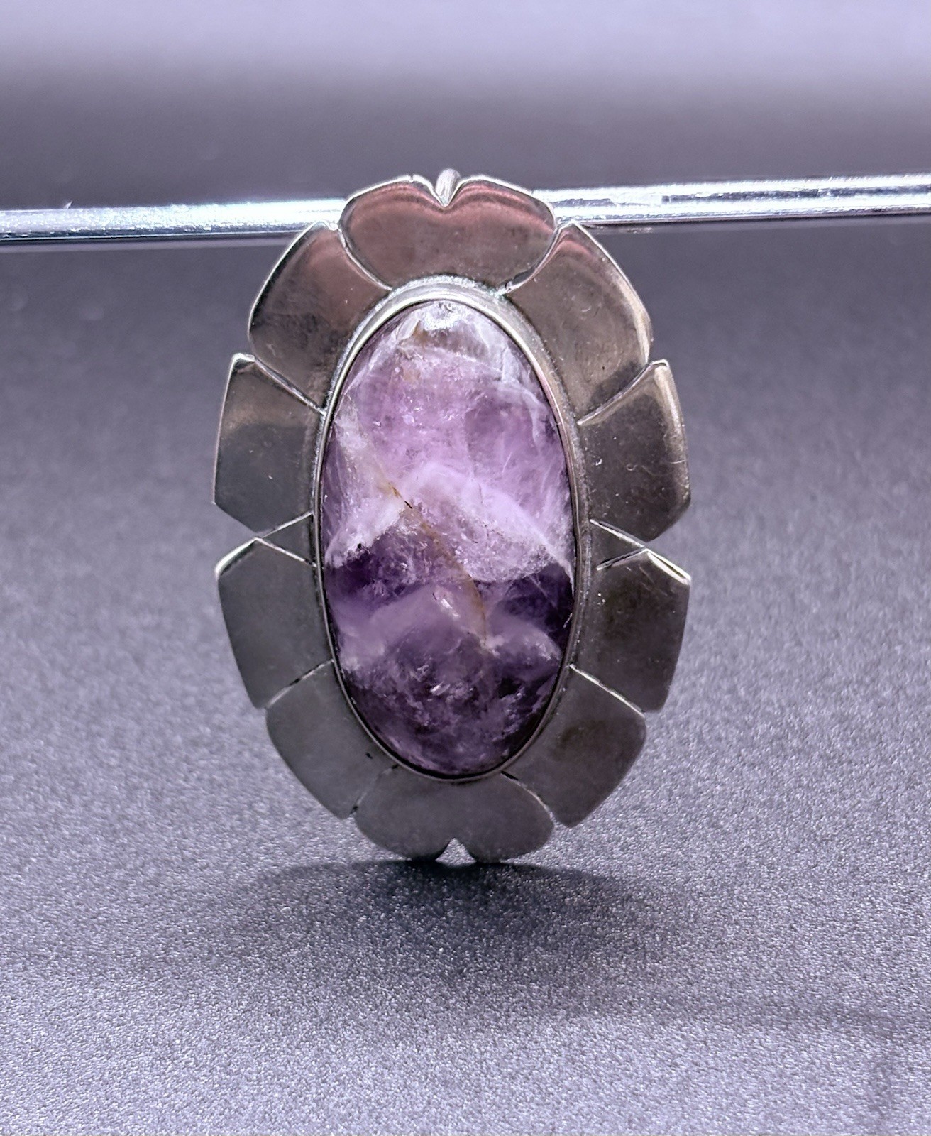 Vintage Taxco Mexico Sterling Silver 925 Amethyst Brooch Pendant Hecho En Mexico