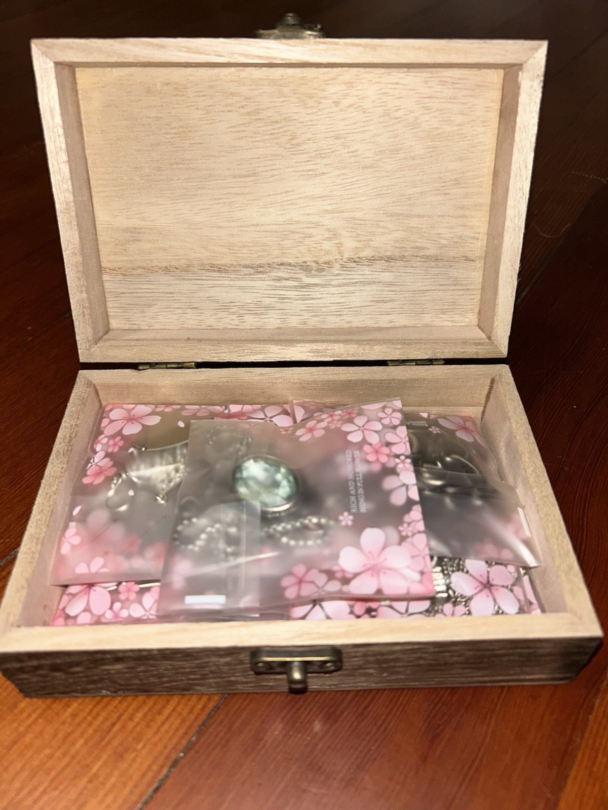 Silver Tone Jewelry Gift Lot w/ Wooden Trinket Box