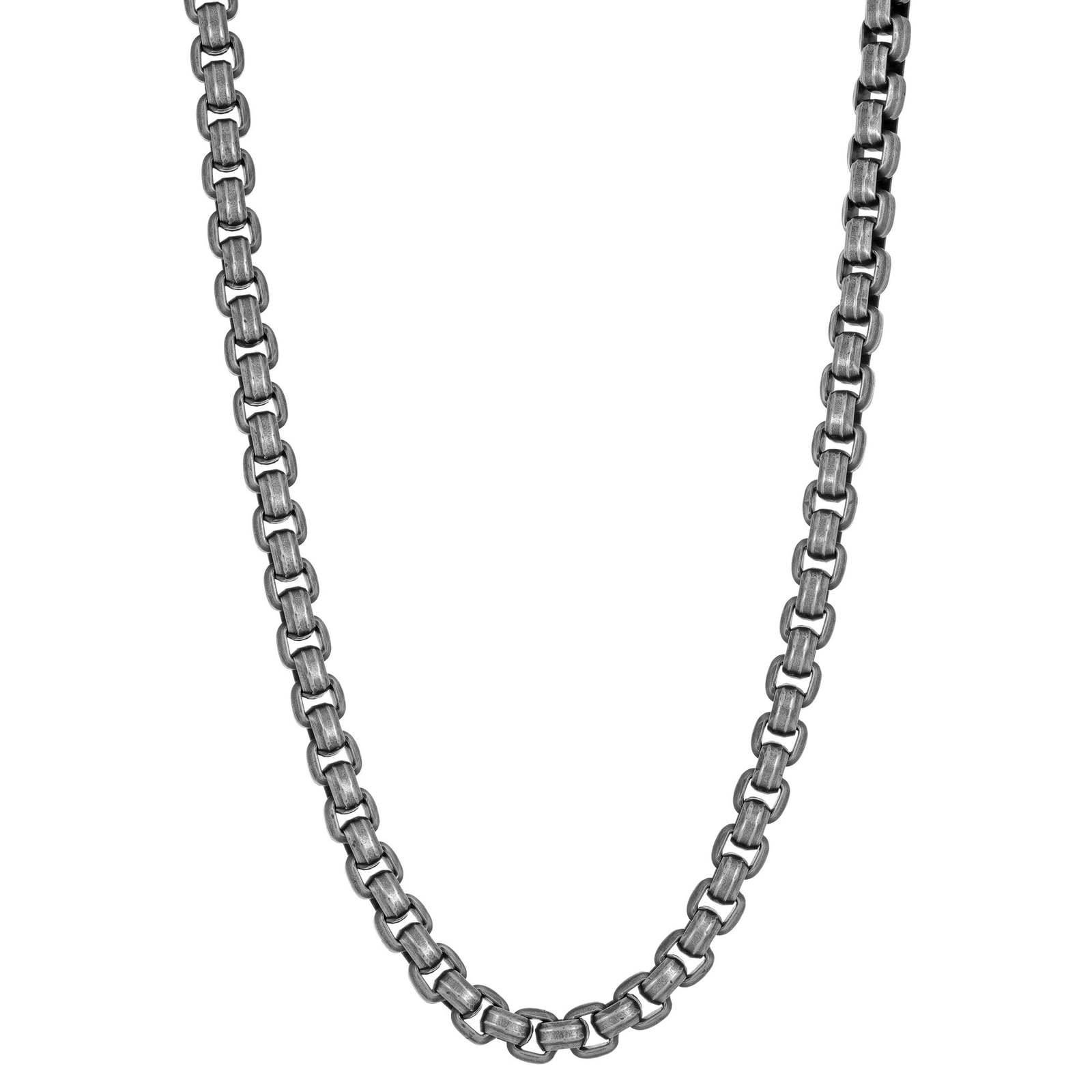 The Graphite – Stainless Antique Finish 6mm Rolo Chain with Push Lock – 24 Inch
