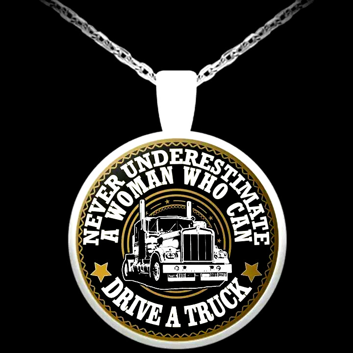 WOMAN TRUCK DRIVER Pendant Sterling 925 Silver 18″ Necklace fashion jewelry gift