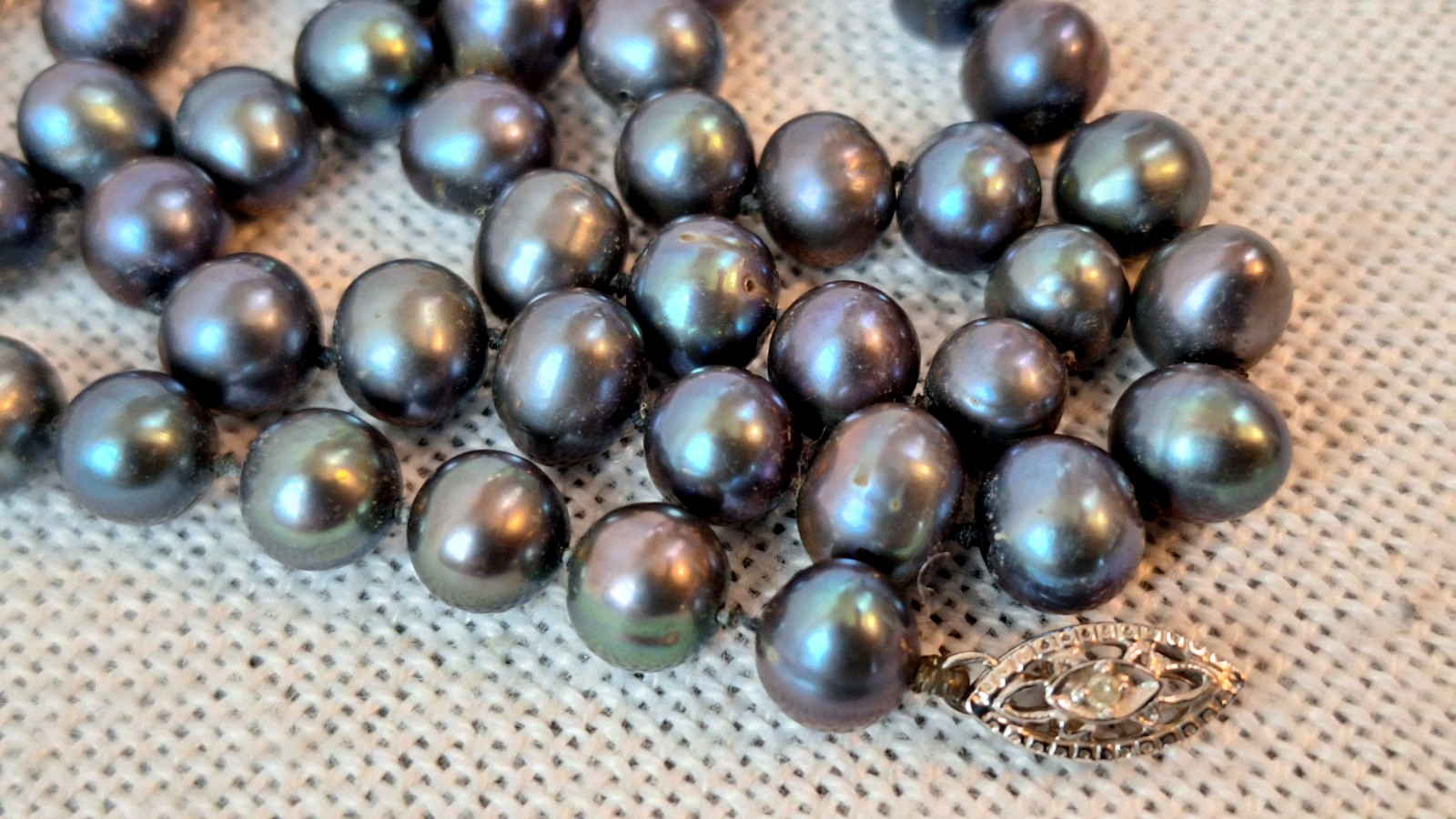 Peacock Pearl Necklace 14k White Gold Clasp Approx 5mm 18” Brand pJs